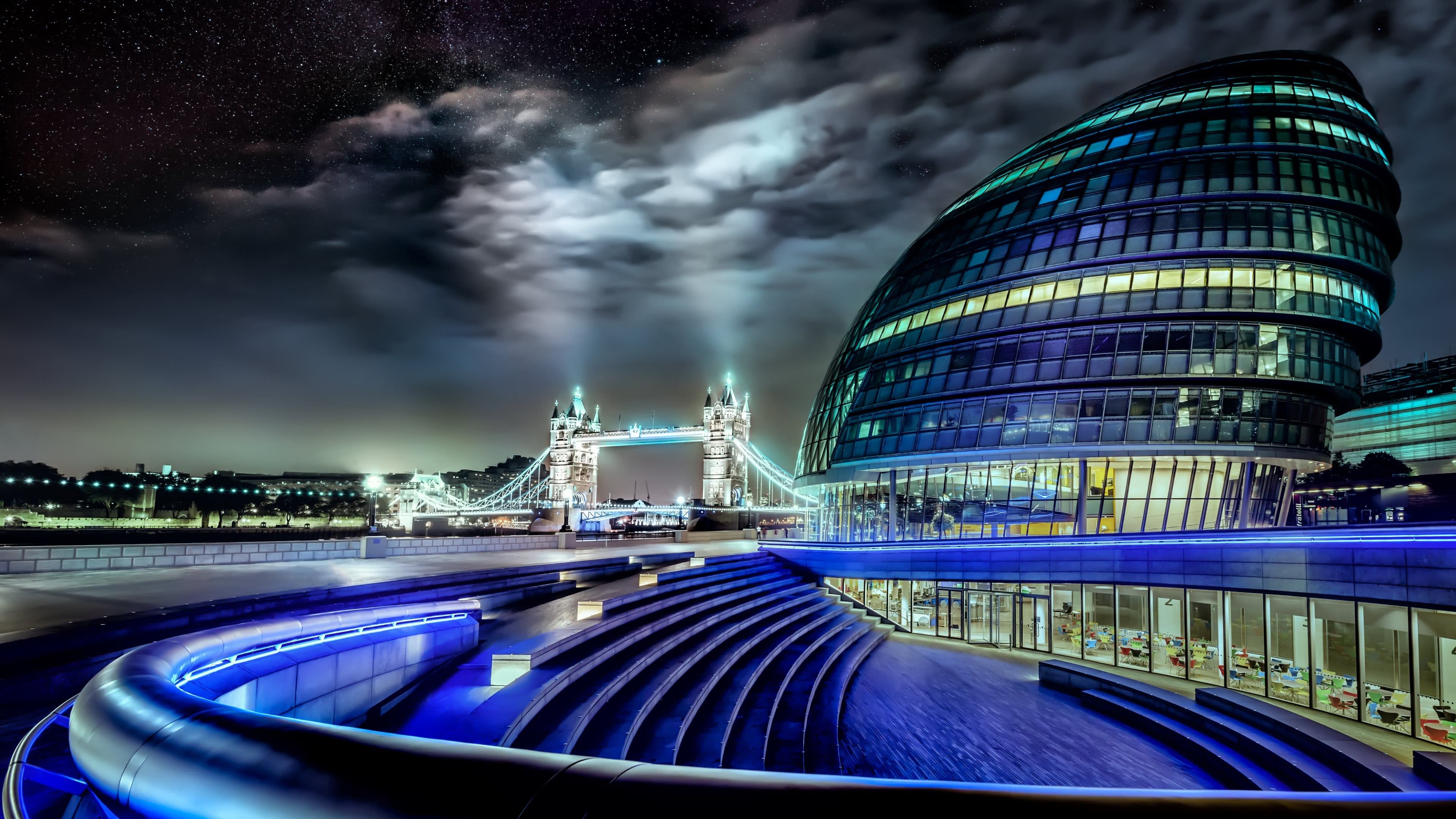 City Hall At Night London, United Kingdom UHD 4K Wallpaper