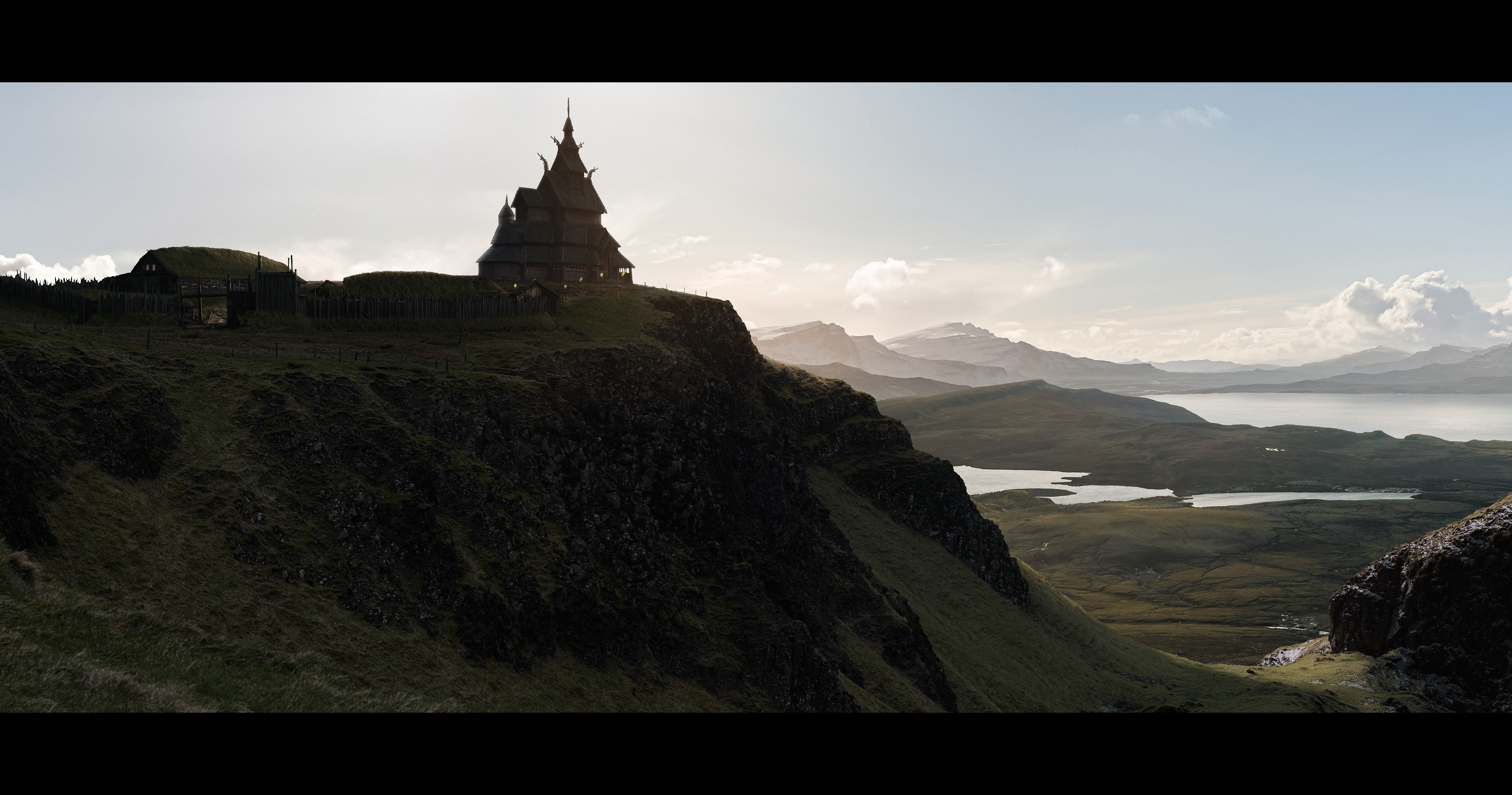 4K, castle, environment, viking, landscape, Matte painting, temple. Mocah HD Wallpaper
