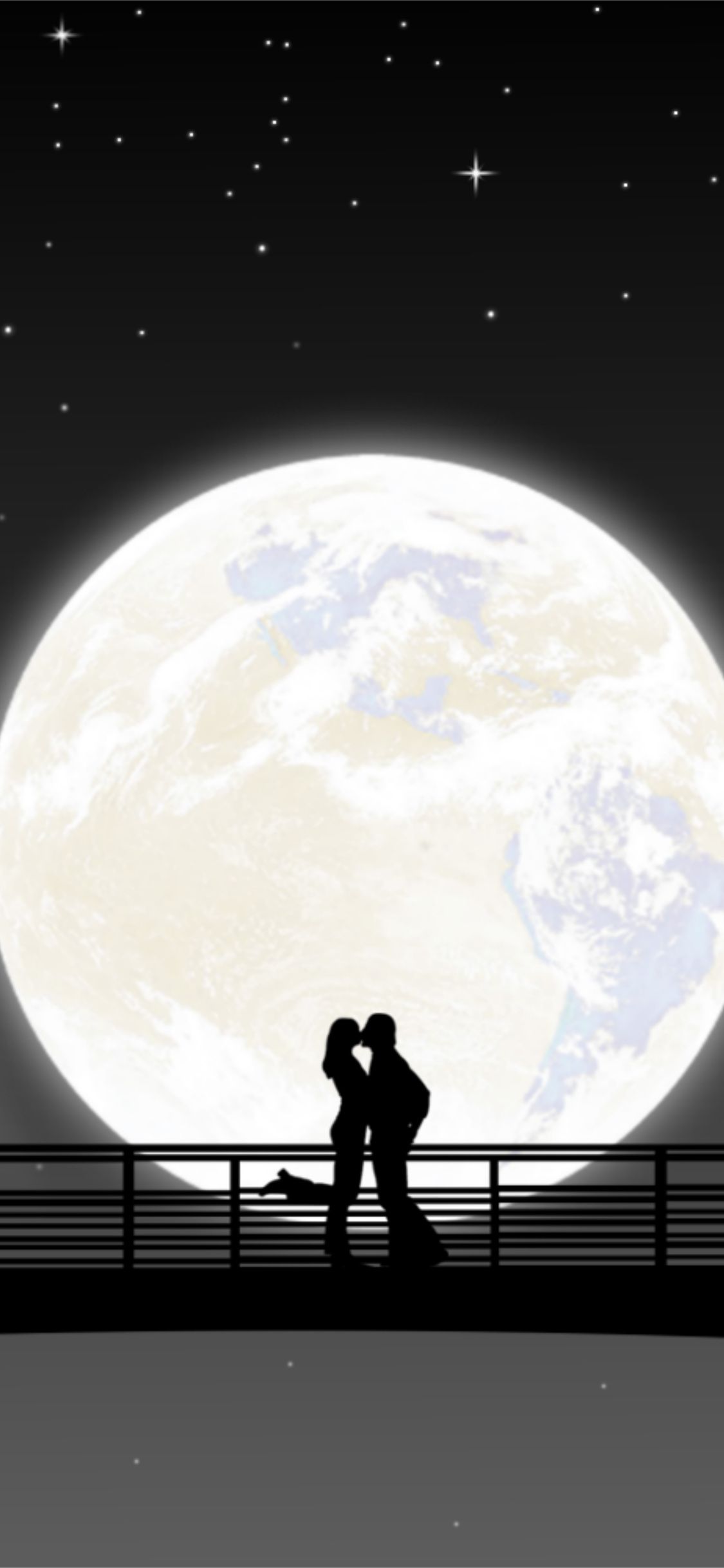 Full Moon Night Couple Kiss iPhone XS, iPhone iPhone X HD 4k Wallpaper, Image, Background, Photo and Picture