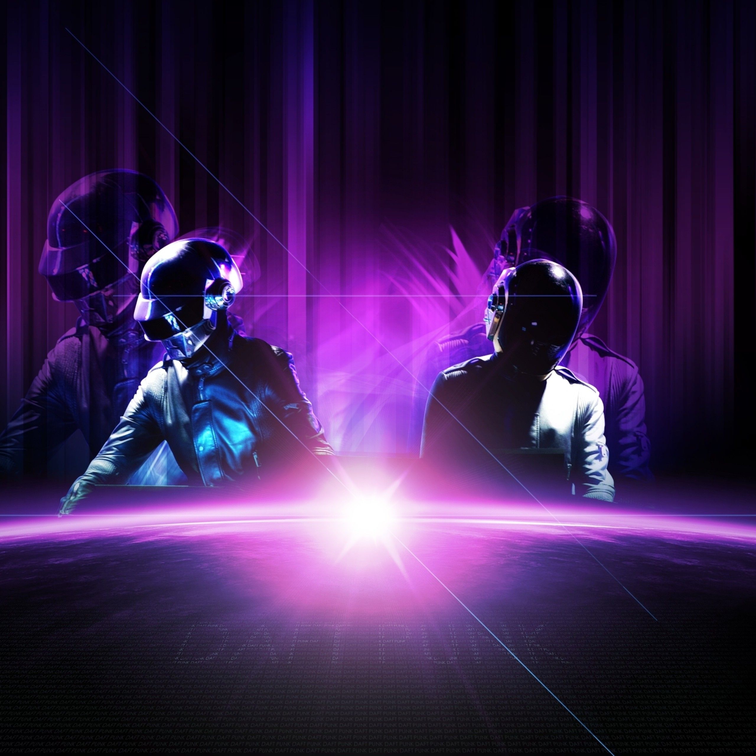 Daft Punk 4K Wallpaper, Live concert, Electronic music duo, Purple, Neon, Music