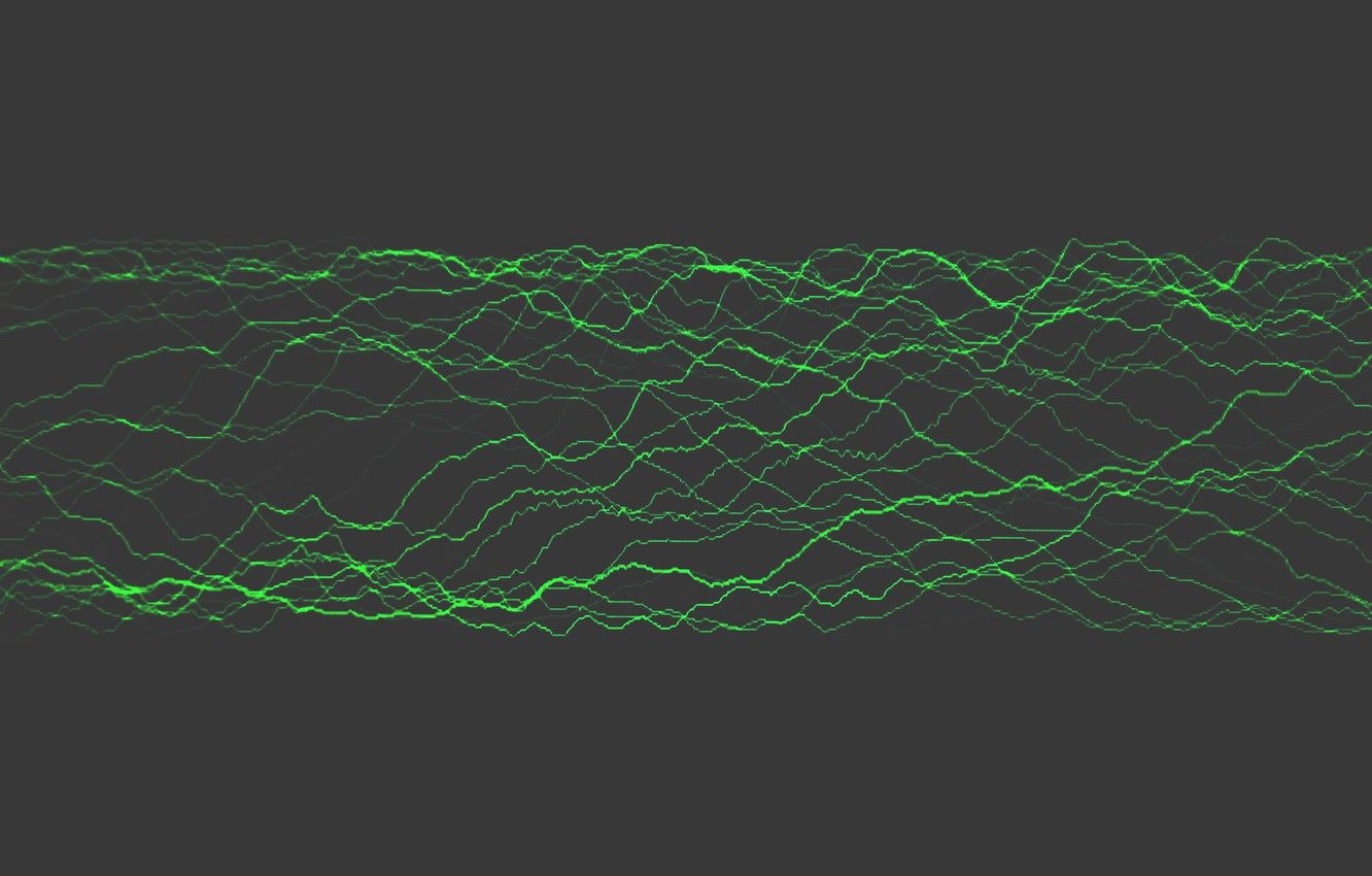 Wallpaper Music, Green, Black, Minimalism, Waves, Wave, Visualization image for desktop, section минимализм