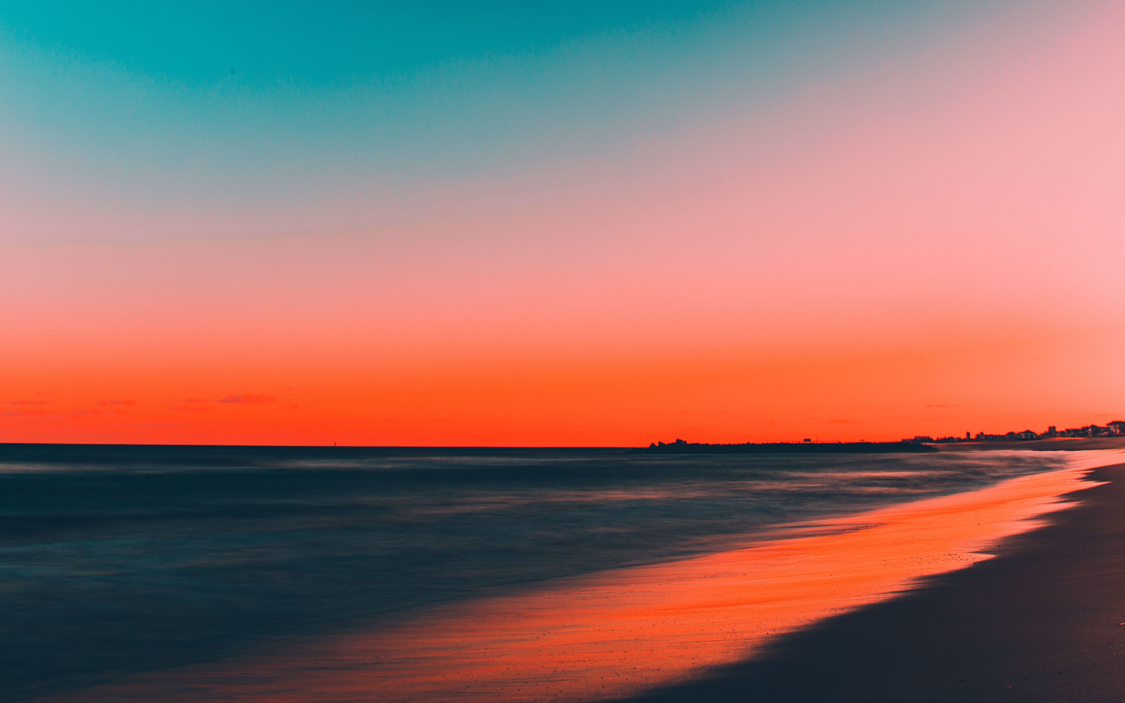 Desktop Wallpaper Beach, Clean Skyline, Sunset, 4k, HD Image, Picture, Background, 06475f