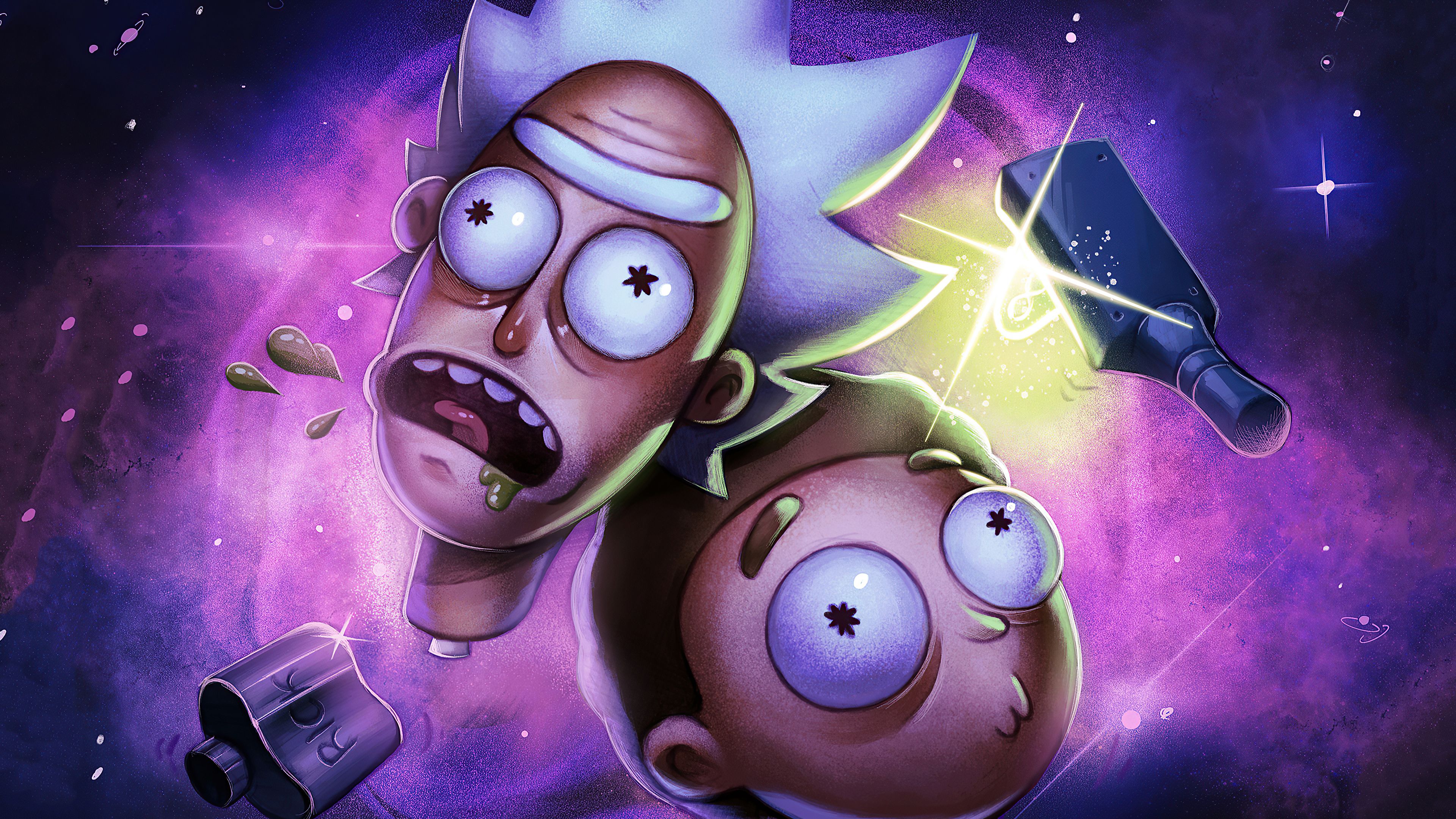 TV Show Morty Smith Rick Sanchez Rick and Morty In Purple Backgrounds Wit.....