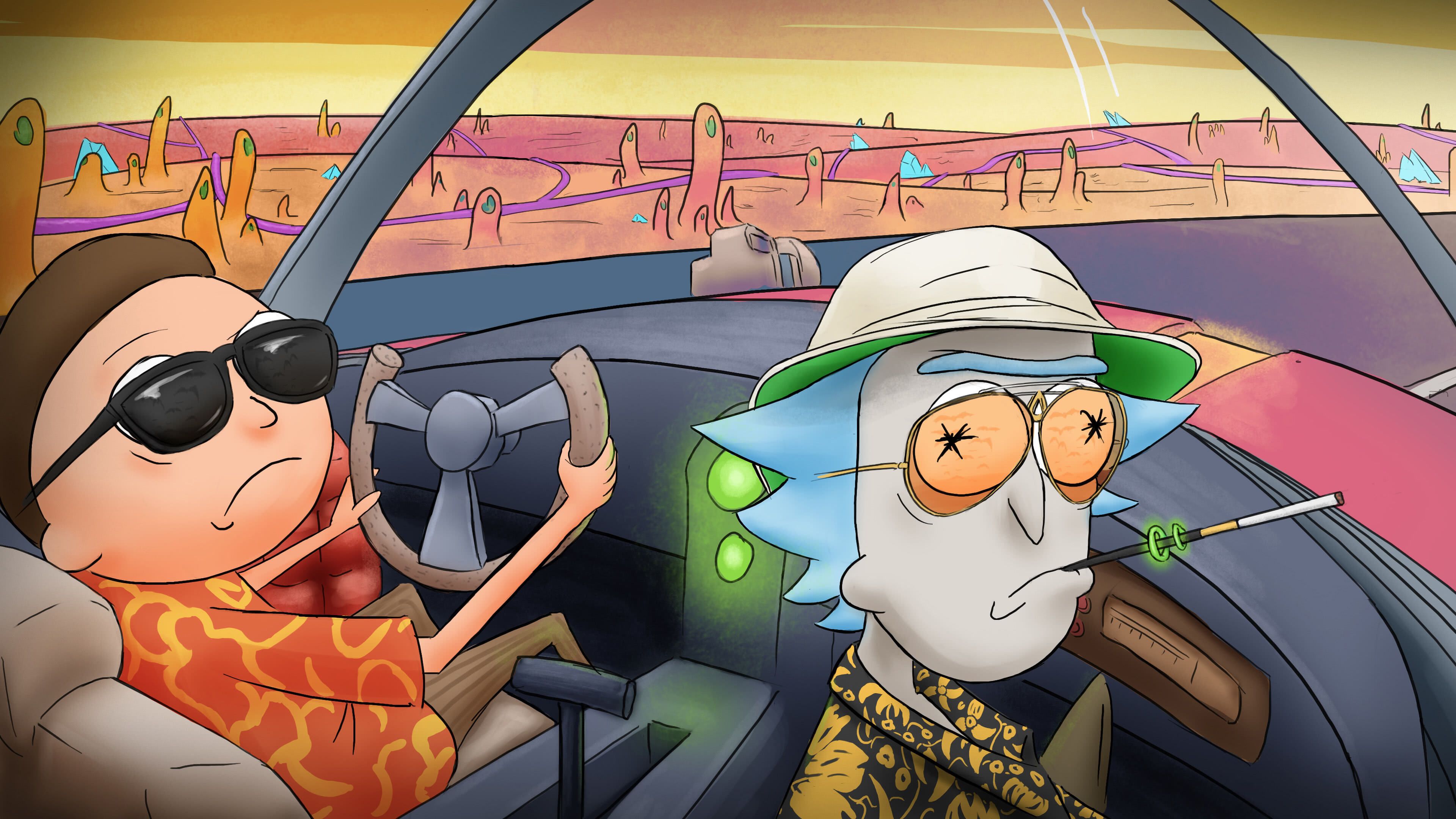 Rick And Morty Fear And Loathing In Las Vegas UHD 4K Wallpaper