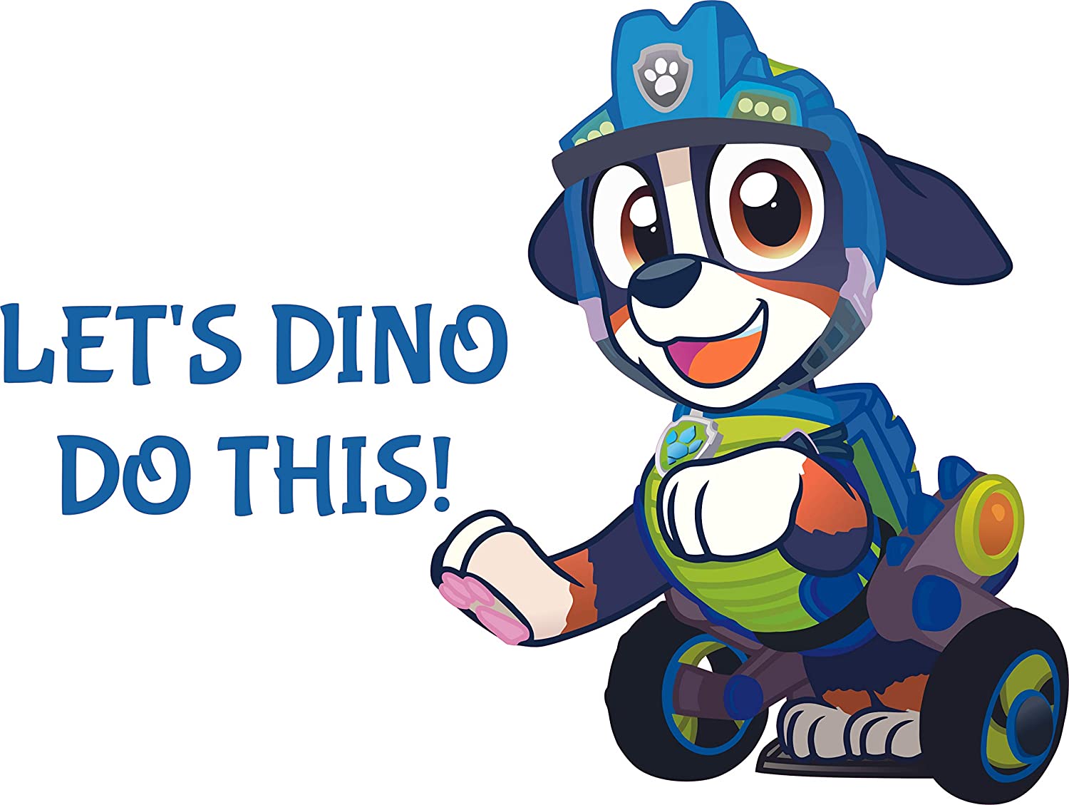 Let's Dino Do This Paw Patrol Rex Mighty Pup Decor Adhesive Home Art Search and Rescue Dog Wall Decal Design x 23 Kids Bedroom Living Room Bernese