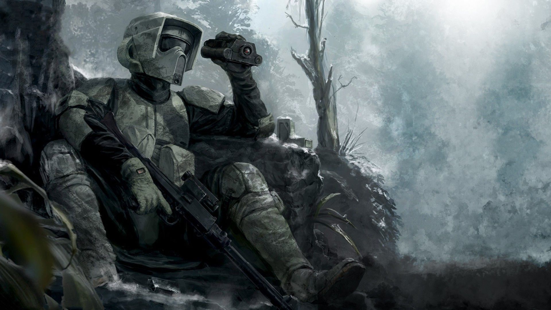 Star Wars, artwork, soldier, science fiction, explosion, military, stormtrooper, screenshot, mercenary. Mocah HD Wallpaper