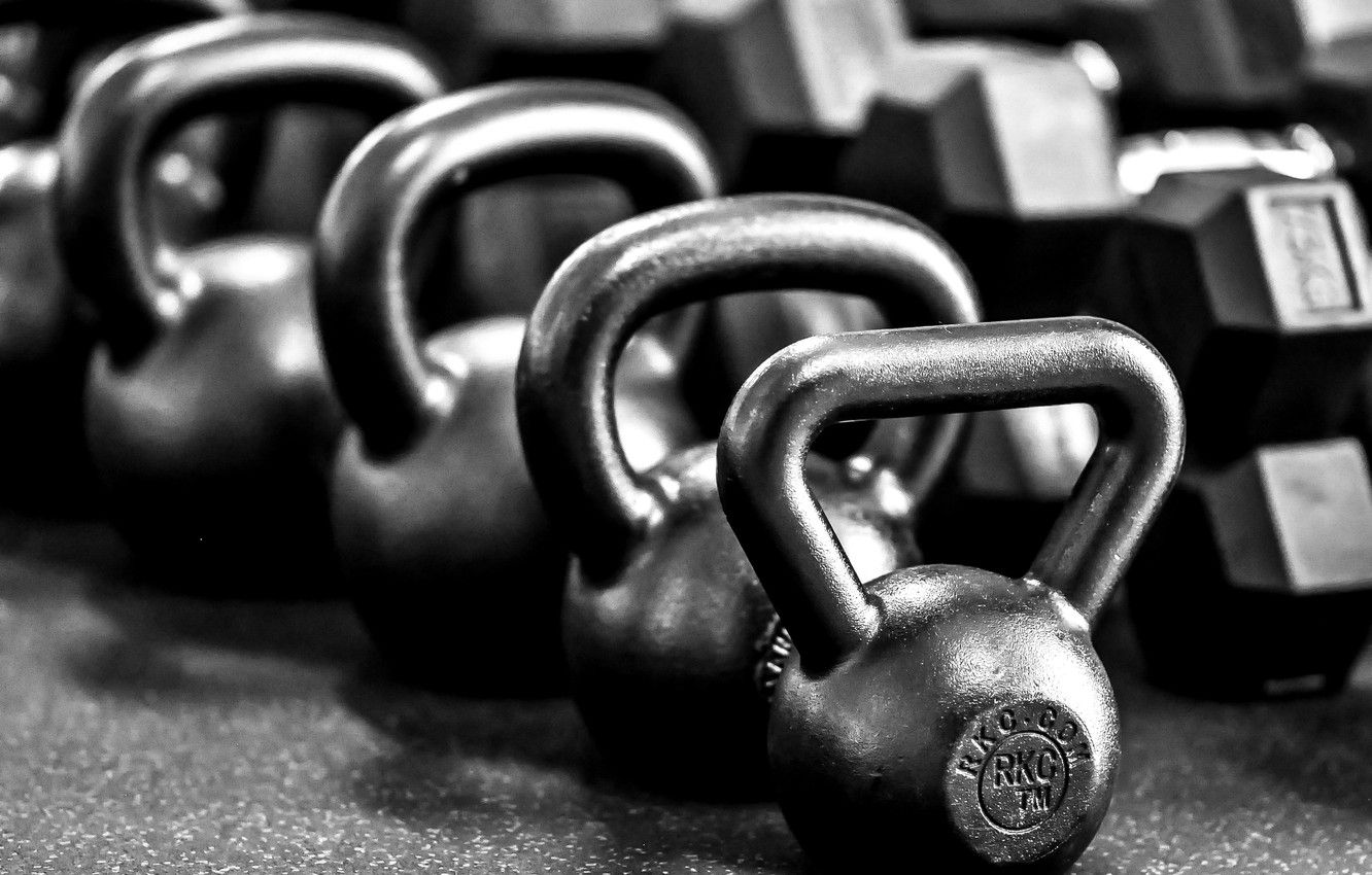 Wallpaper metal, black and white, gym, Russian dumbbells image for desktop, section стиль