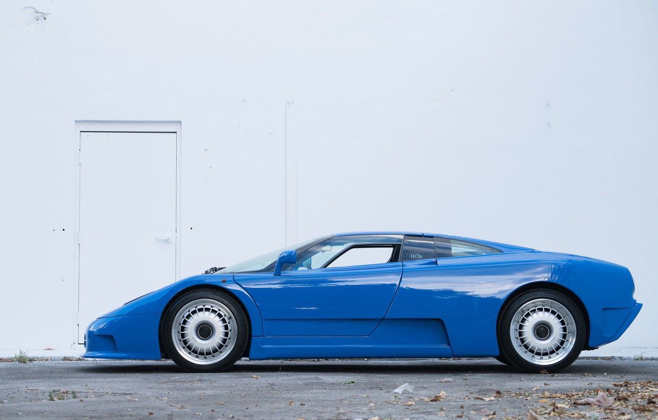 Wallpaper Blue, Supercar, Side view, Bugatti EB110 image for desktop, section bugatti