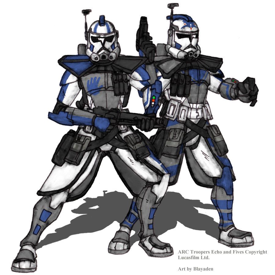 ARC Troopers Echo and Fives Colored. Star wars drawings, Star wars background, Star wars fandom