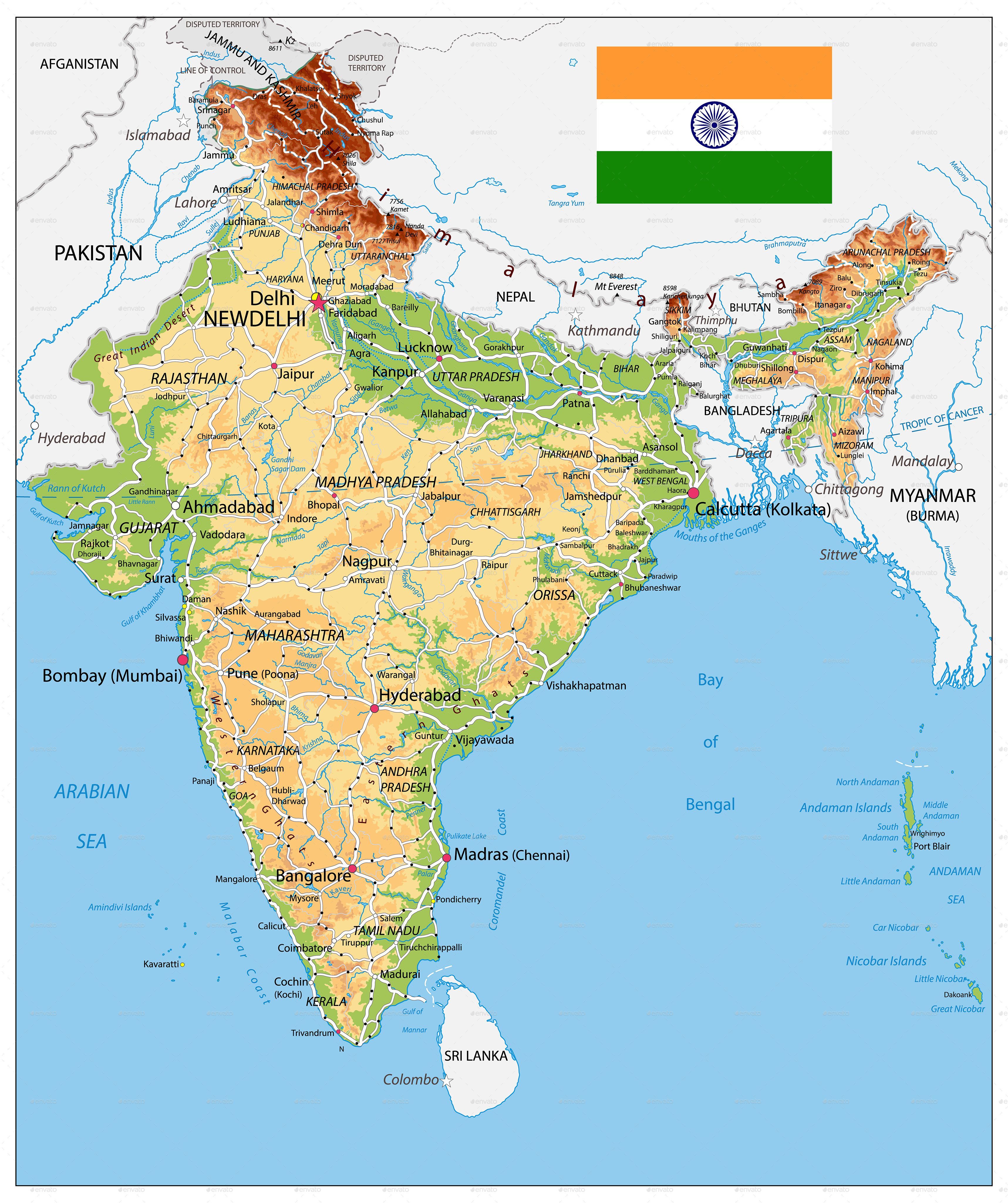 India Physical Map #Ad #India, #Ad, #Physical, #Map. Physical map, Map, India map