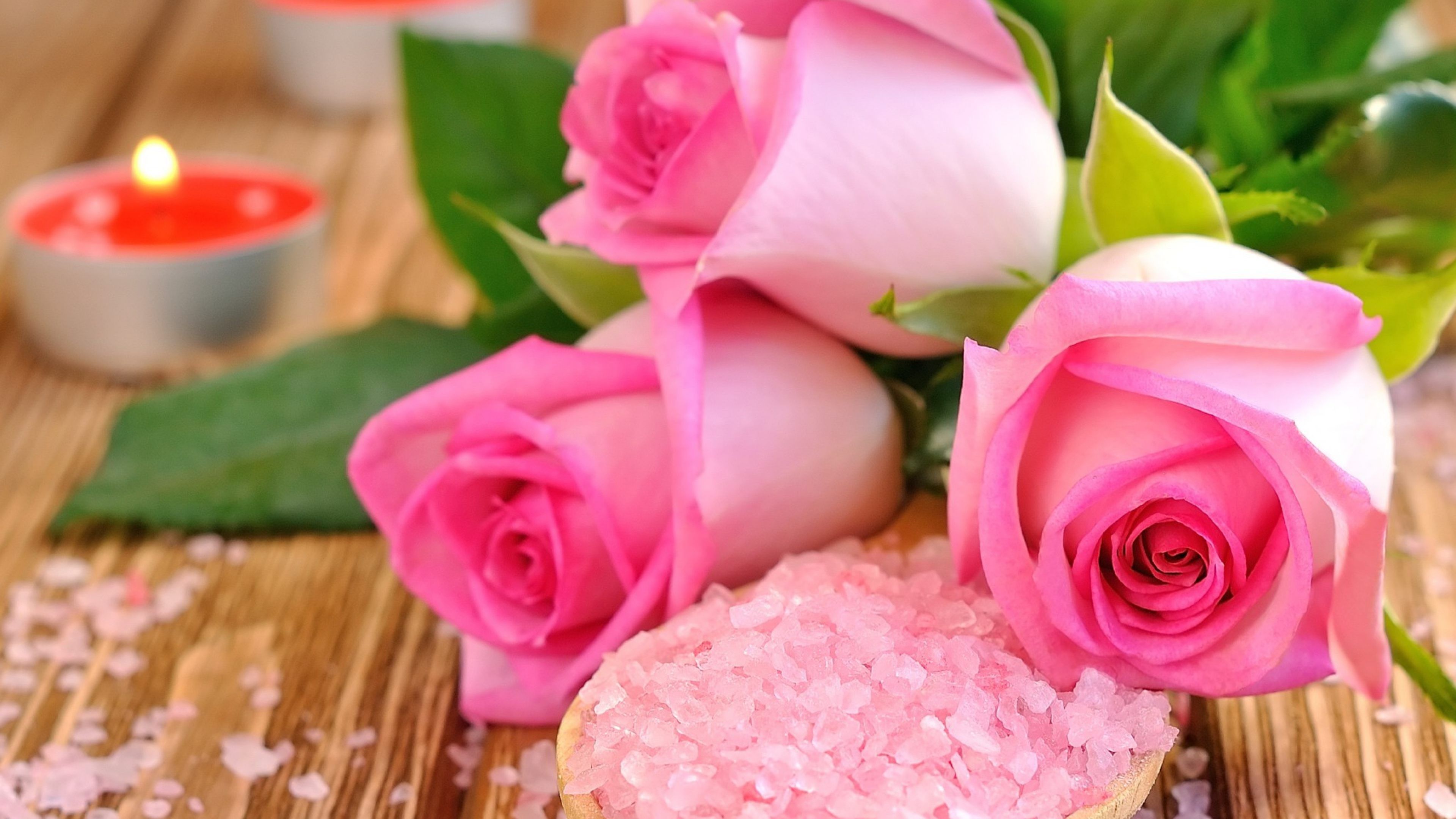 pink roses and candle 4k ultra HD wallpaper High quality walls