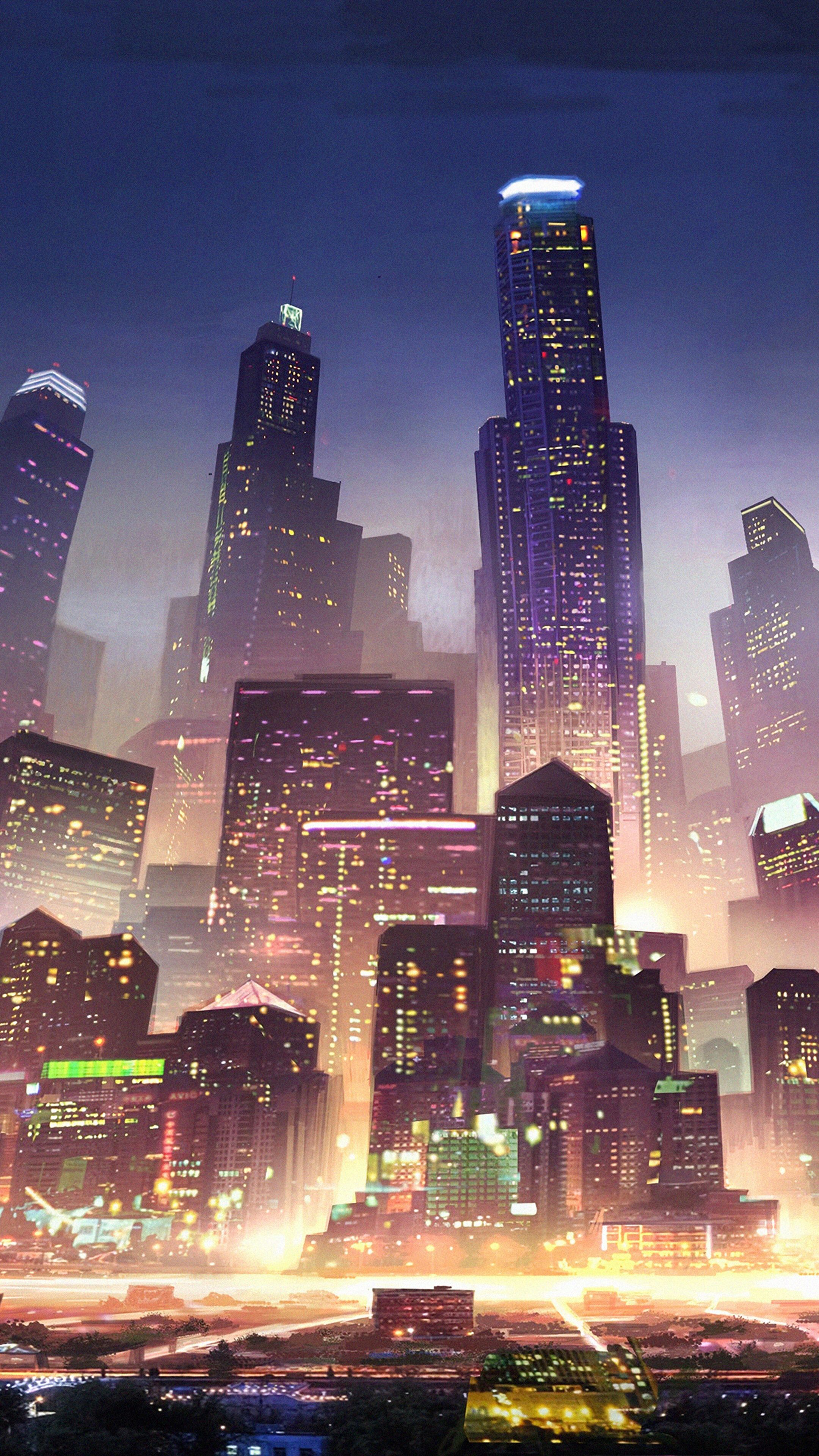Sci Fi, City, Night, Skyscraper, Buildings, Metropolis, 4K Phone HD Wallpaper, Image, Background, Photo And Picture. Mocah HD Wallpaper