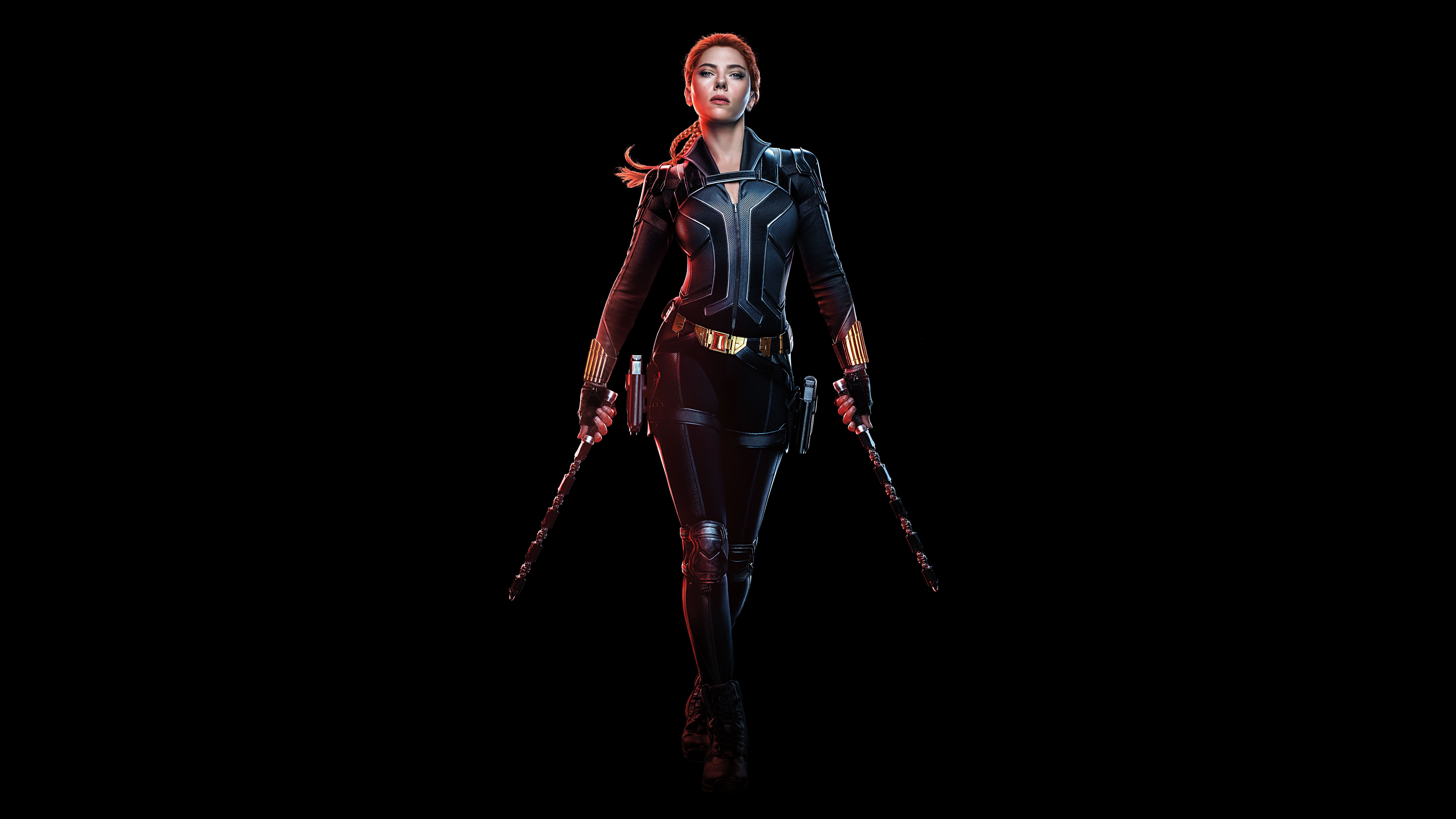 Black Widow Wallpaper 4K, Scarlett Johansson, Black Background, Black Dark