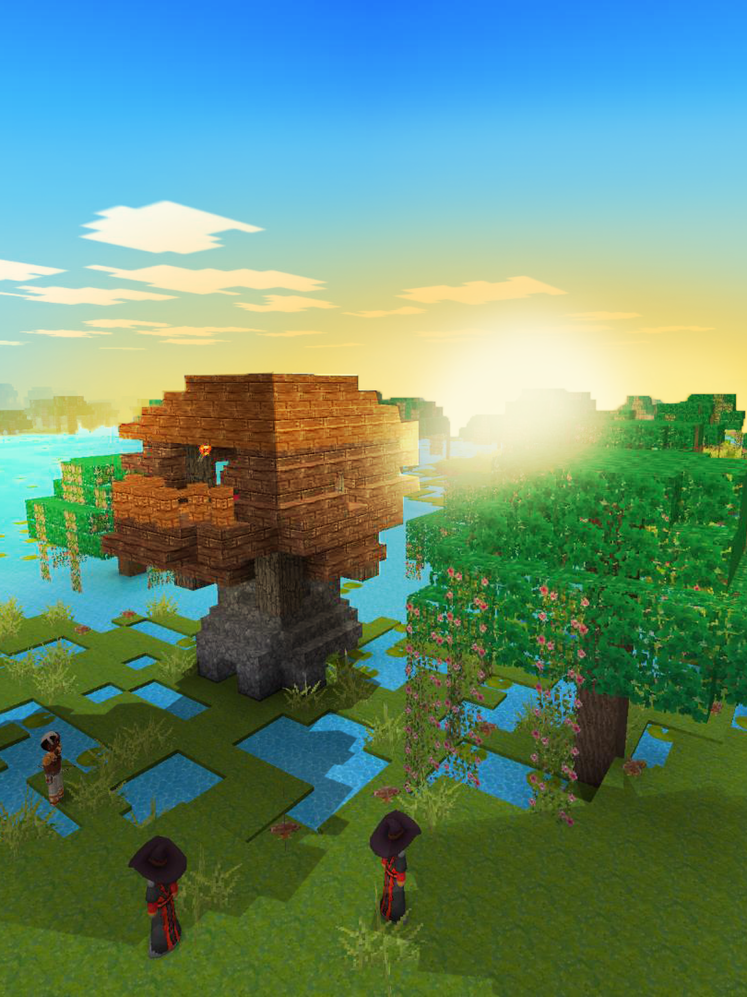 Download 1536x2048 Minecraft, Pixel Games, Survival, Clouds, Sun Wallpaper for Apple iPad Mini, Apple IPad 3, 4