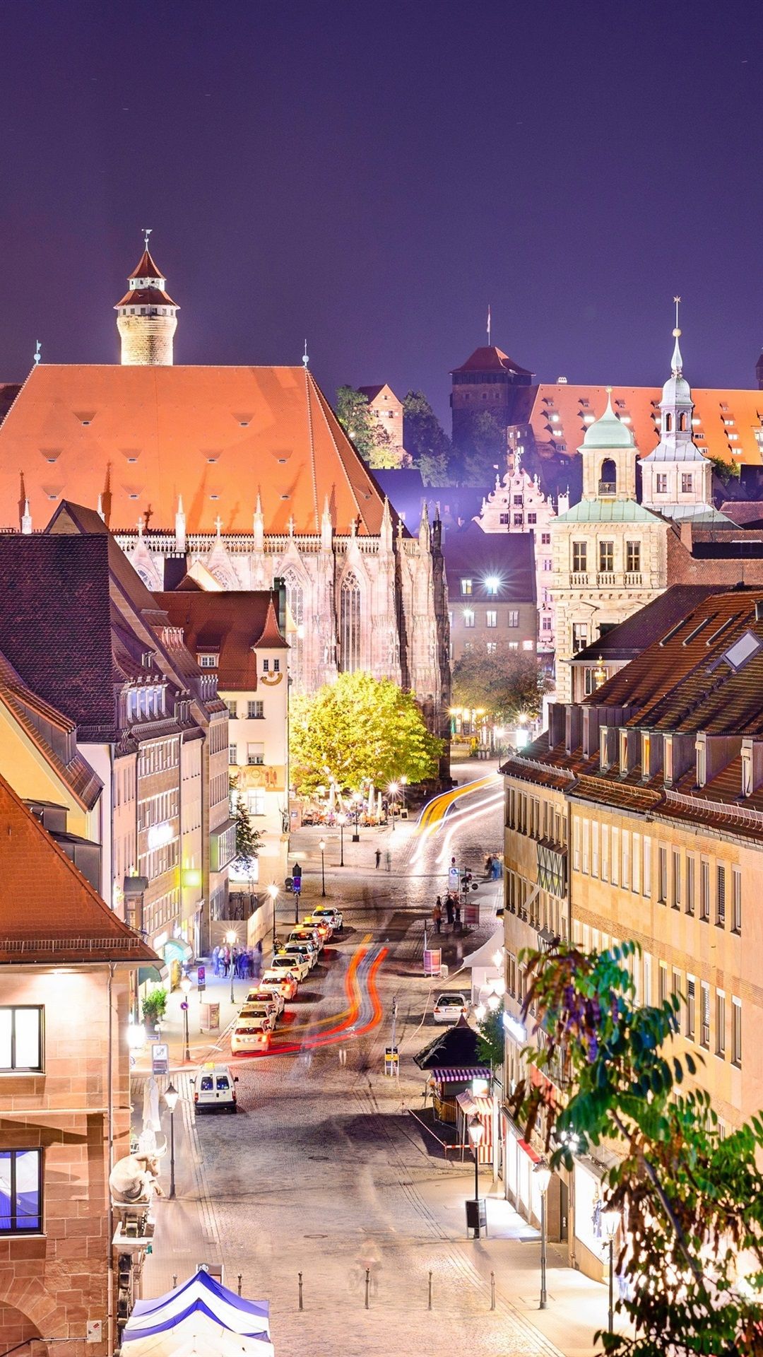 Germany, Nuremberg, City, Street, Houses, Lights, Night 1080x1920 IPhone 8 7 6 6S Plus Wallpaper, Background, Picture, Image