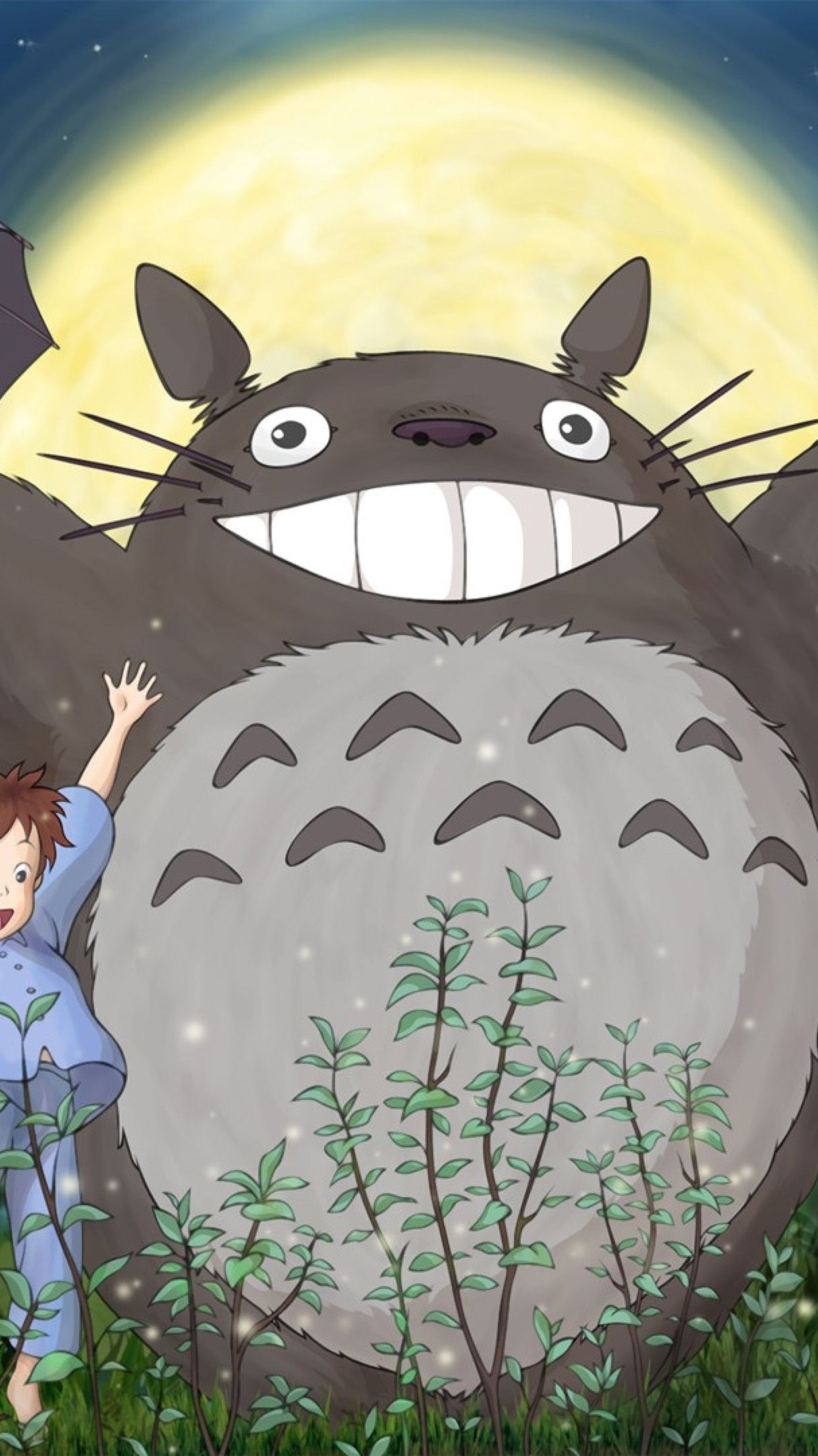 iPhone7 wallpaper. totoro forest anime cute illustration art
