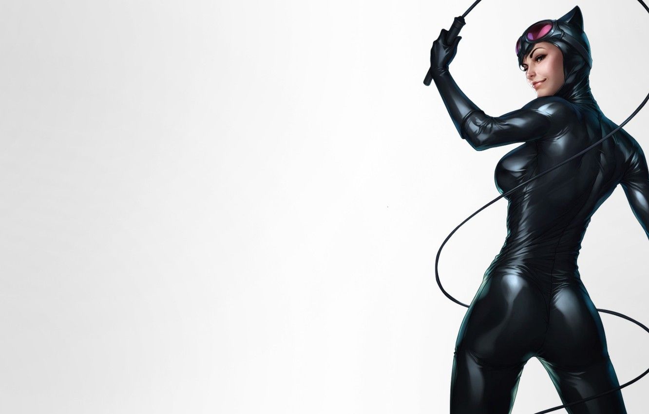 Wallpaper Beautiful, Art, Smile, Woman, Comics, Suit, Catwoman, Selina Kyle, Glasses, Gloves, Whip, DC comics, Leather, Attractive, Booty, Character image for desktop, section рендеринг