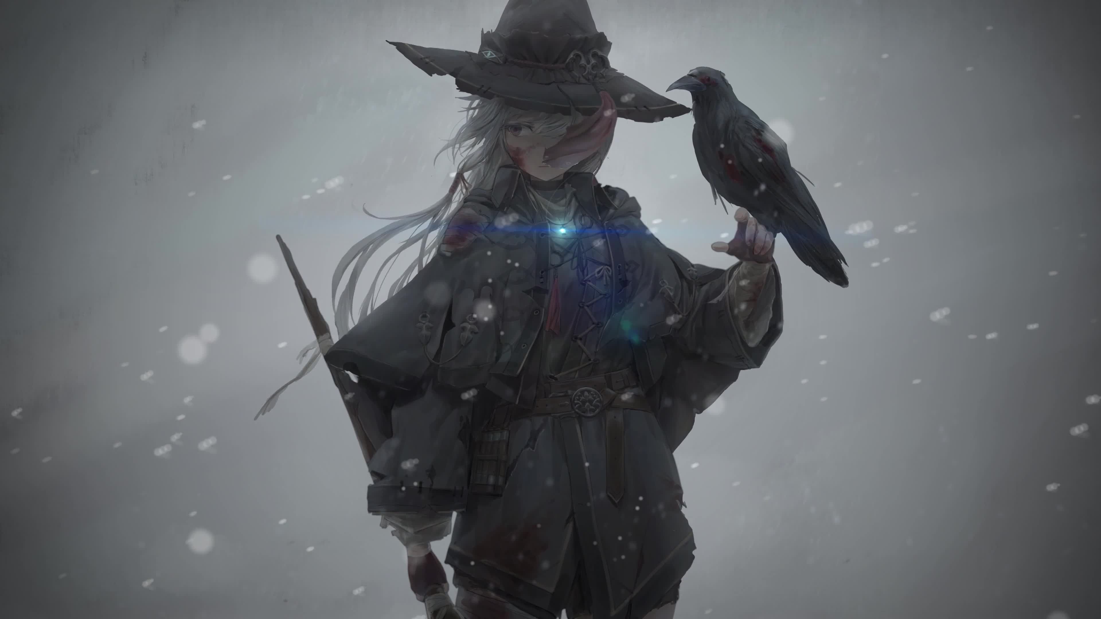 Infected Witch with Crow Anime Video 4K Wallpaper 4K of Wallpaper for Andriod