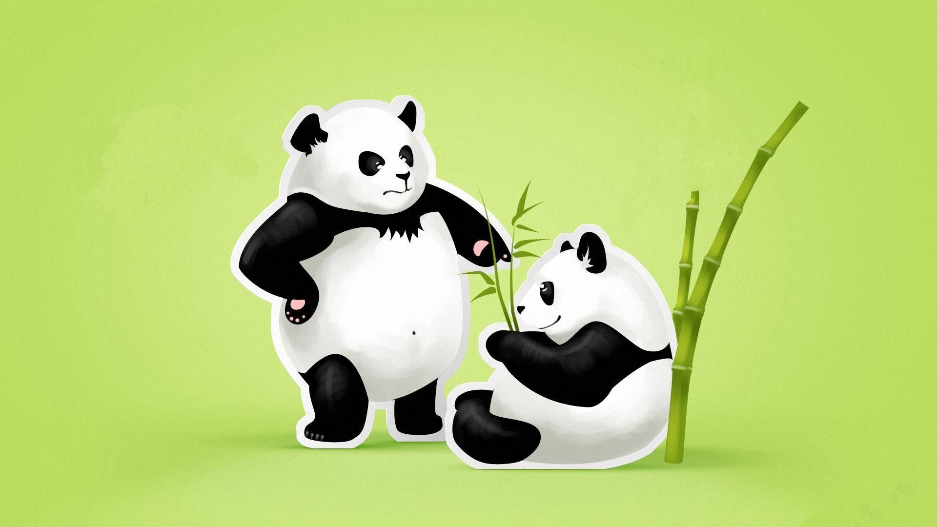 Panda Couple Threat Quarrel Green Black White Wallpaper HD Desktop Wallpaper High Definition Monitor Download Free Amazing Background Photo Artwork 1920x1080. Full HD Wallpaper