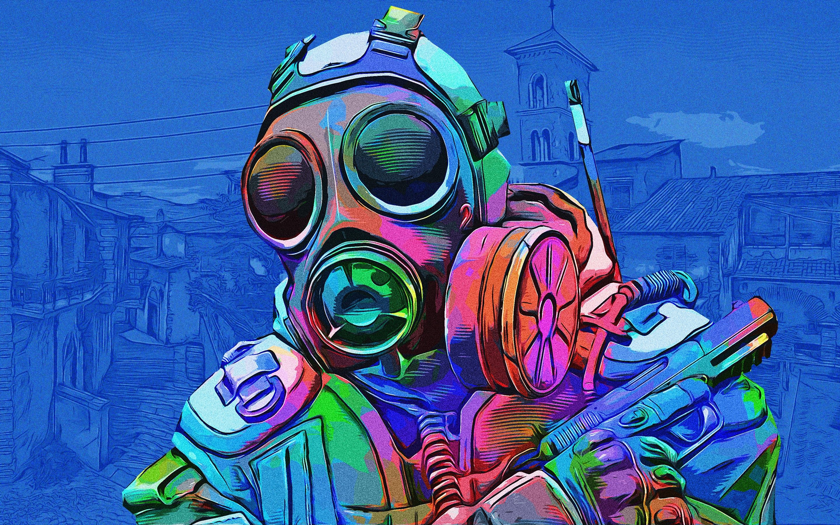 CS GO 4K Wallpaper, Counter Strike: Global Offensive, SAS, Blue Background, Colorful, Games