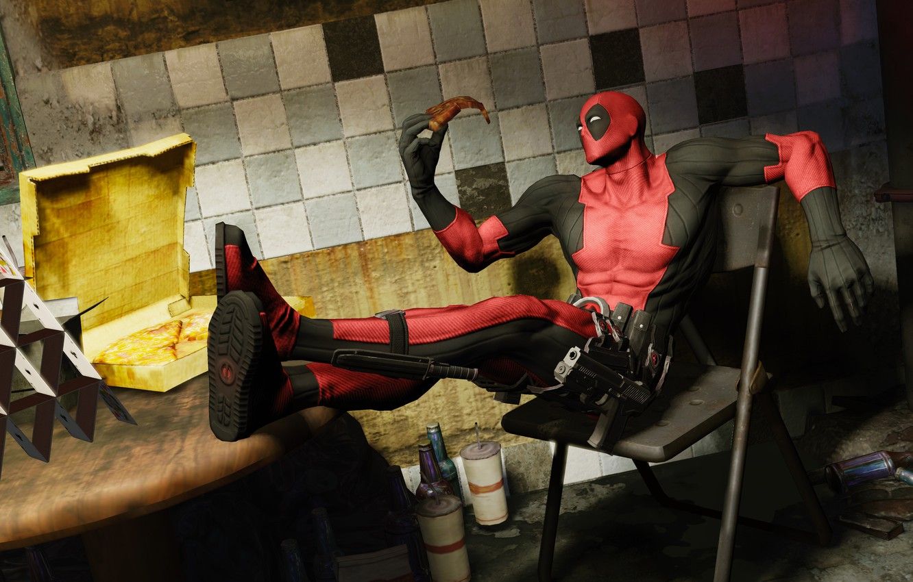 Wallpaper pizza, Marvel, Wade Wilson, Deadpool: The Game image for desktop, section игры