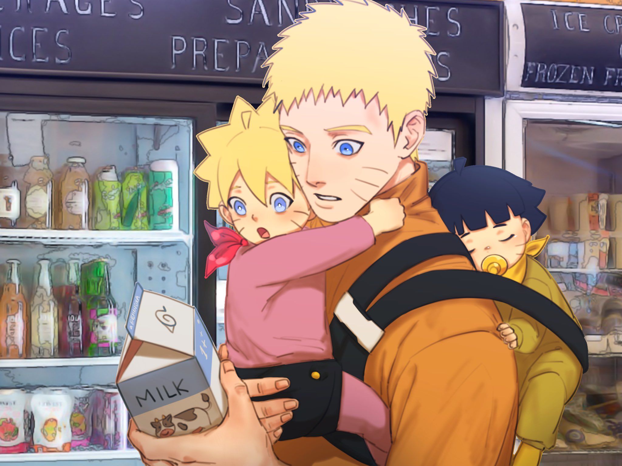 naruto and boruto and himawari Uzumaki Wallpaper