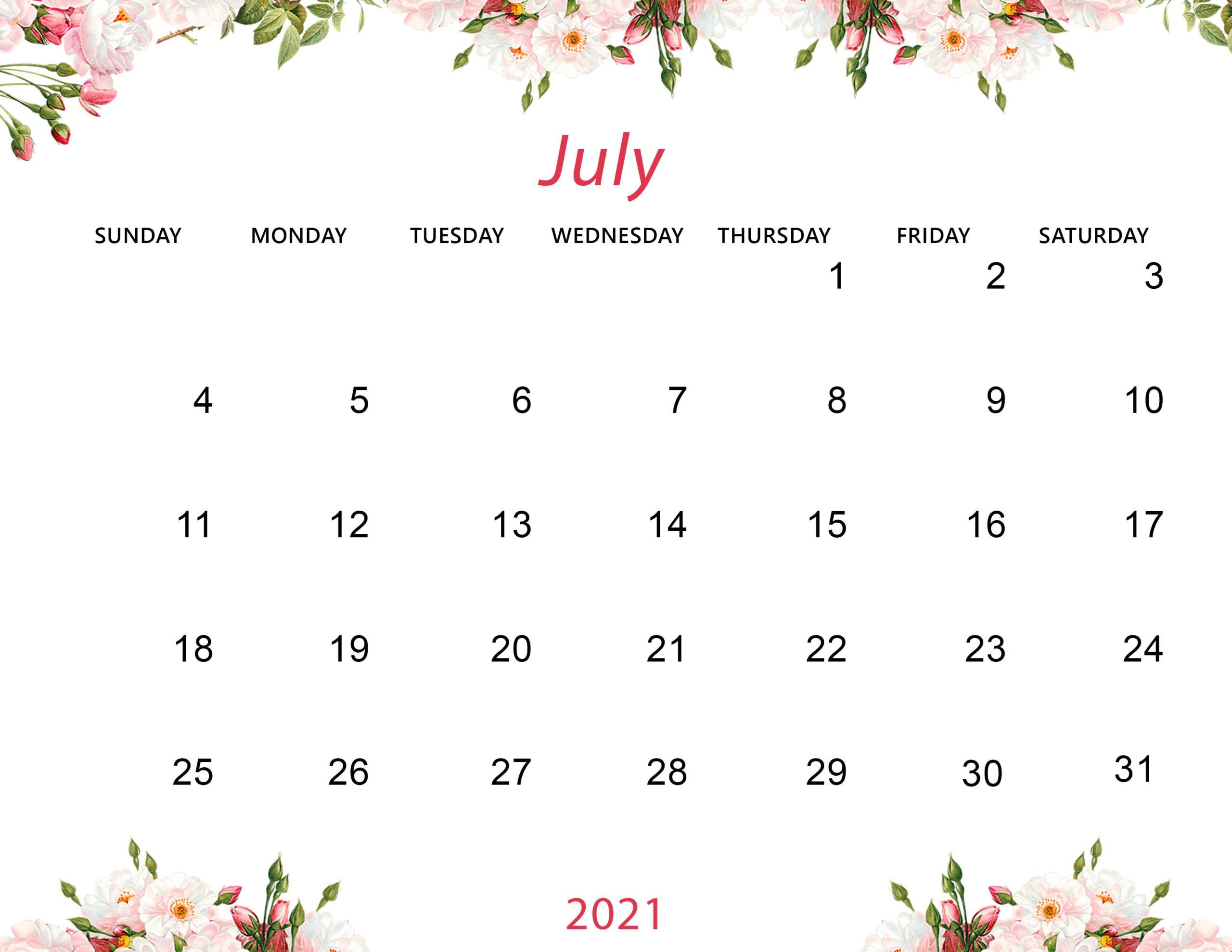 July 2021 Calendar Wallpapers Wallpaper Cave 4184