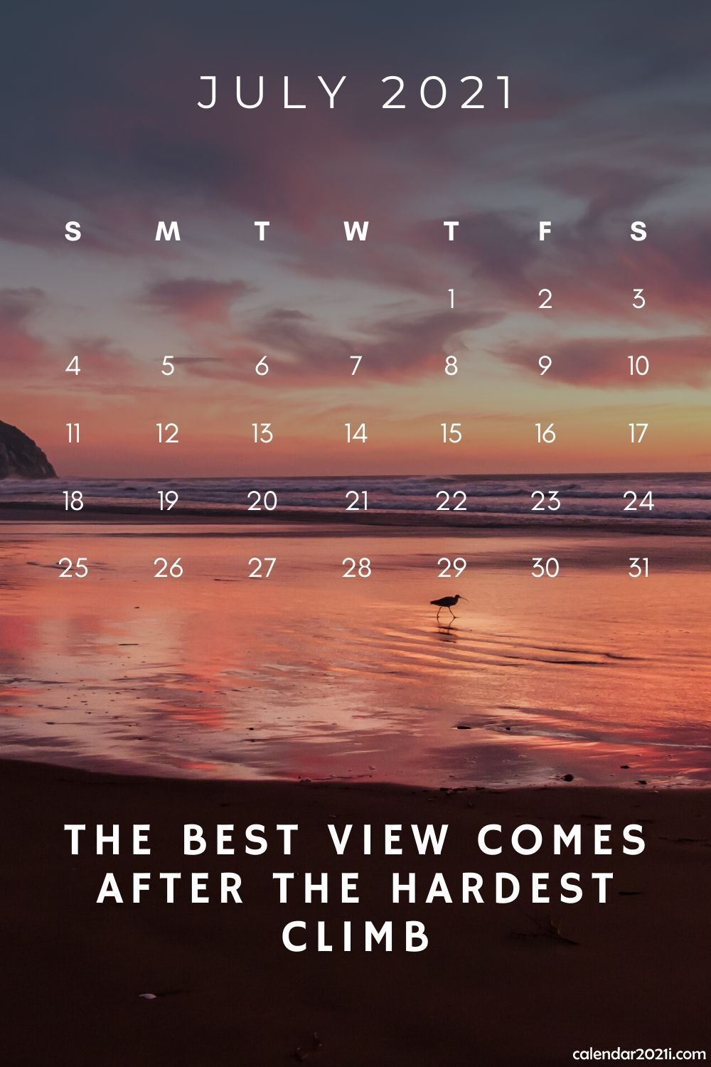 July 2021 Inspiring Calendar with Inspirational Quotes and Motivational Sayings. Calendar printables, 2021 calendar, Monthly calendar