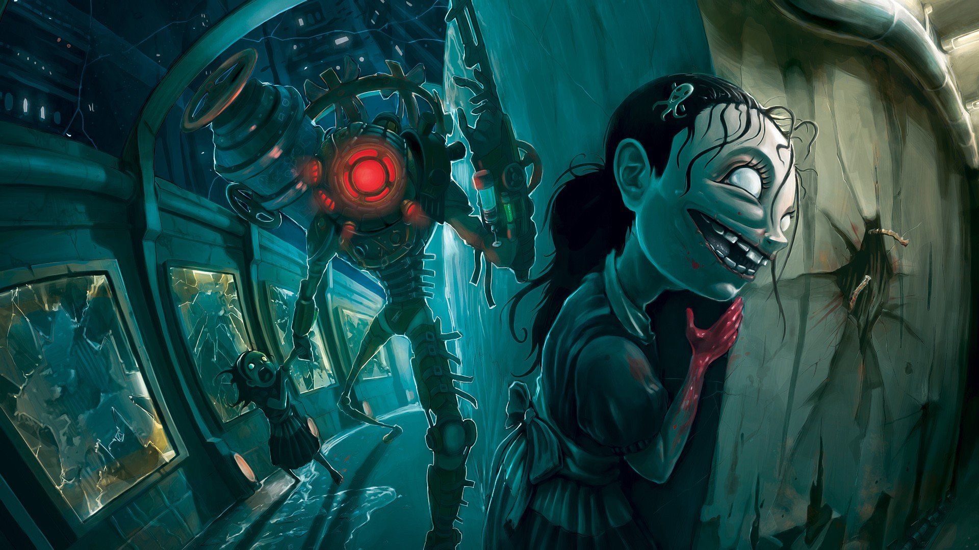 Robots scary big sister BioShock 2 wallpaperx1080