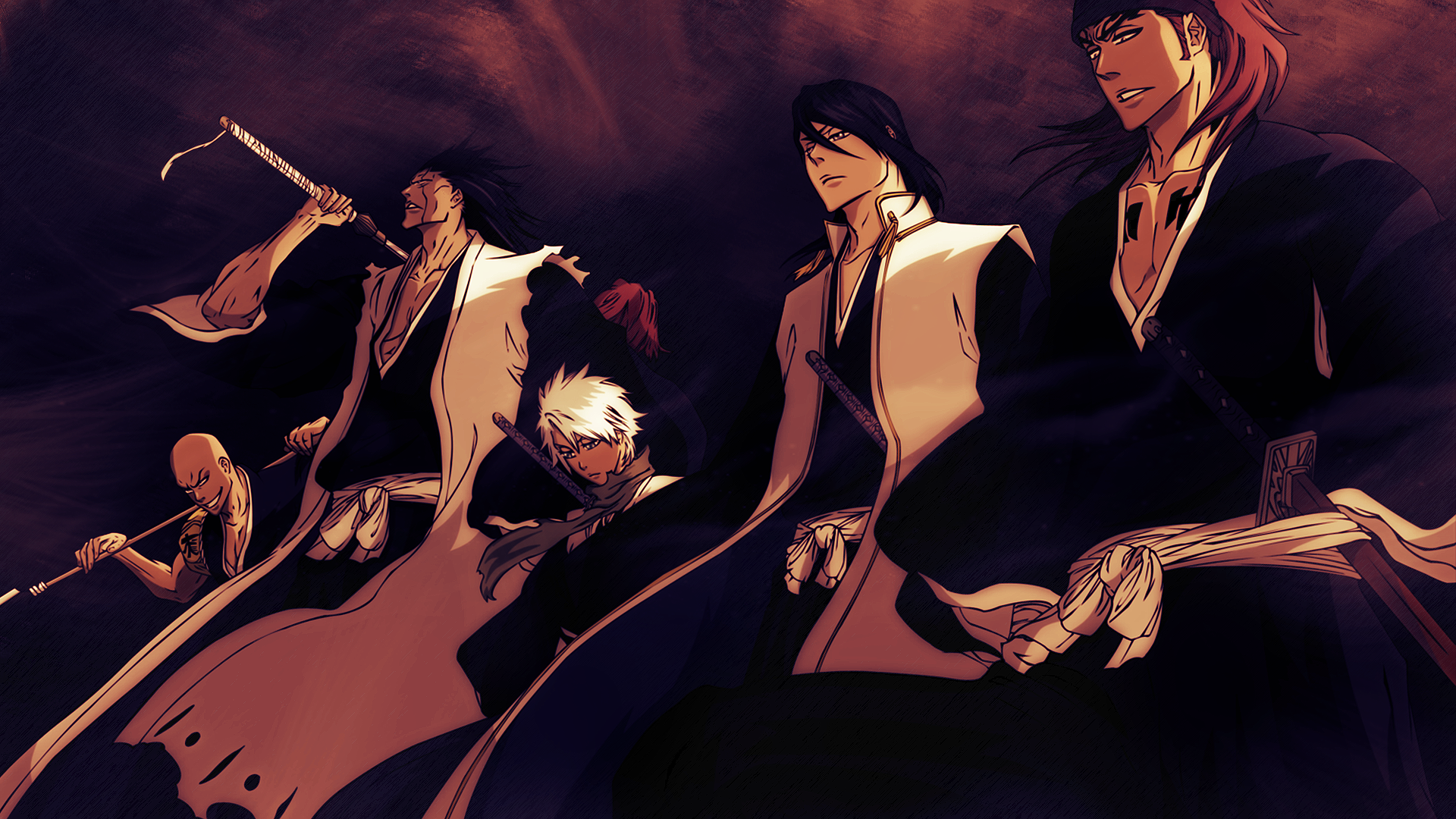 Download 1920x1080 Bleach, Ikkaku, Renji, Zaraki Kenpachi, Hitsugaya Wallpaper for Widescreen