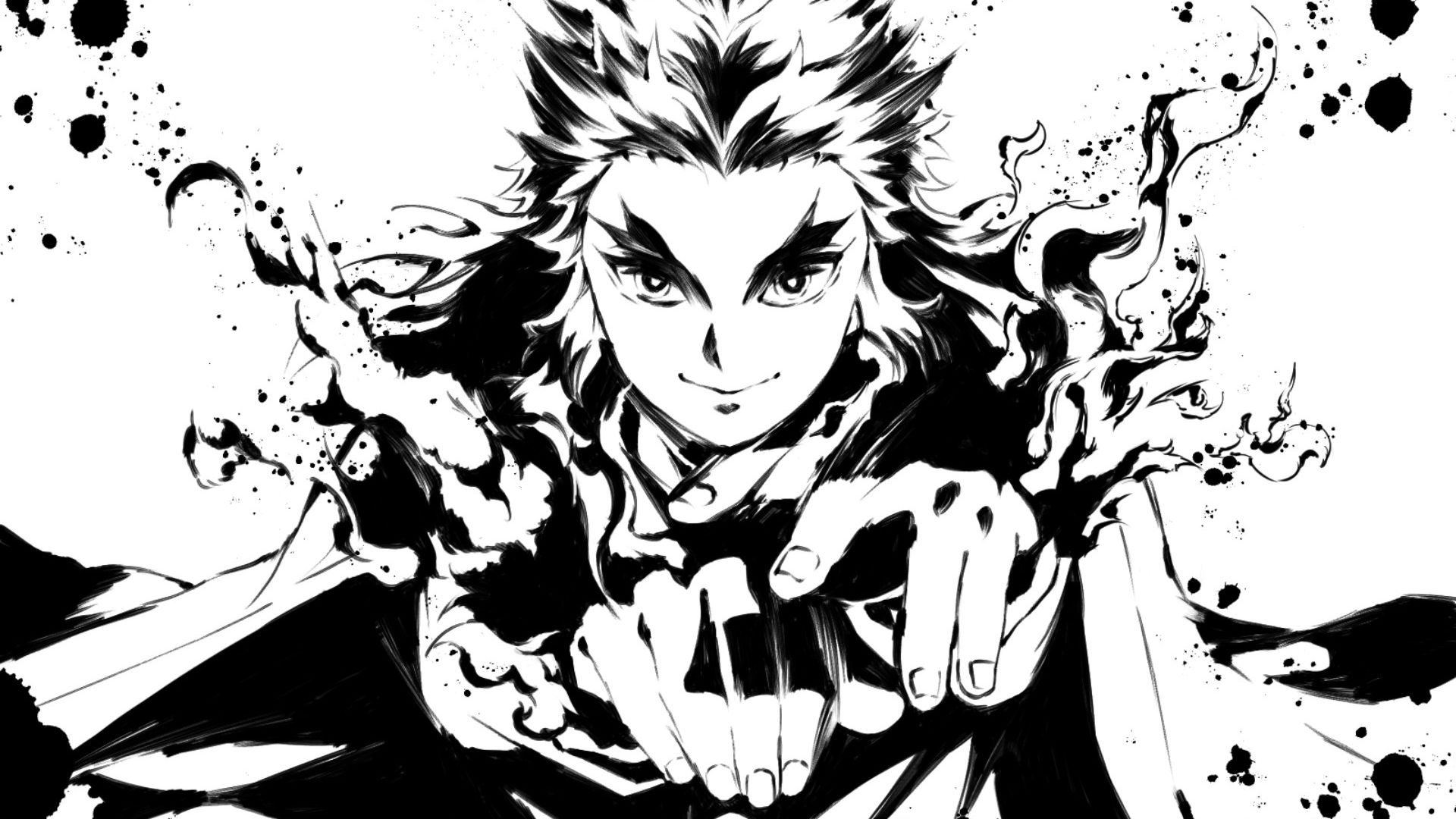 Demon Slayer Black And White Kyojuro