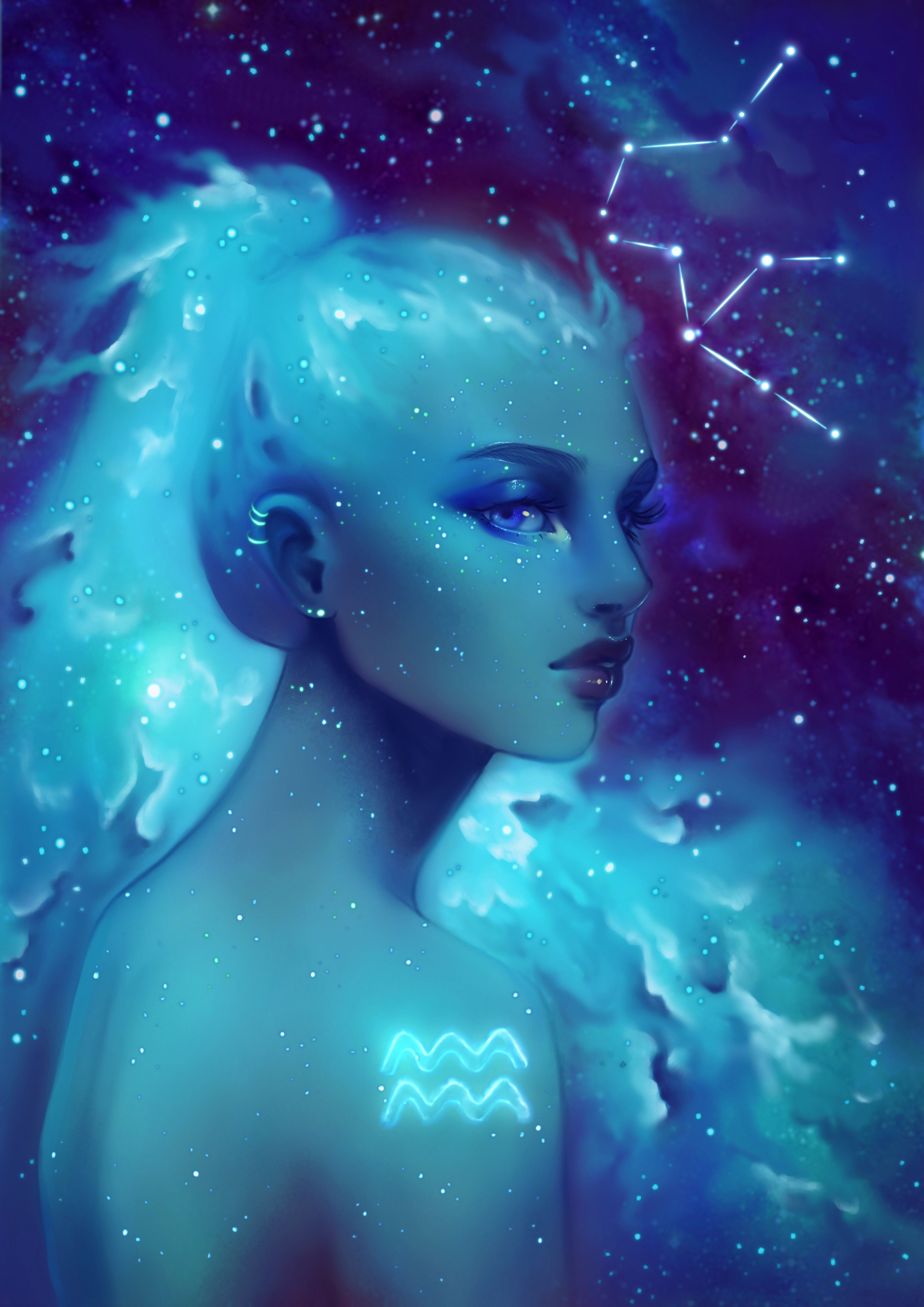Aquarius cosmic girl by wengo_art. Aquarius art, Aquarius aesthetic, Aquarius image