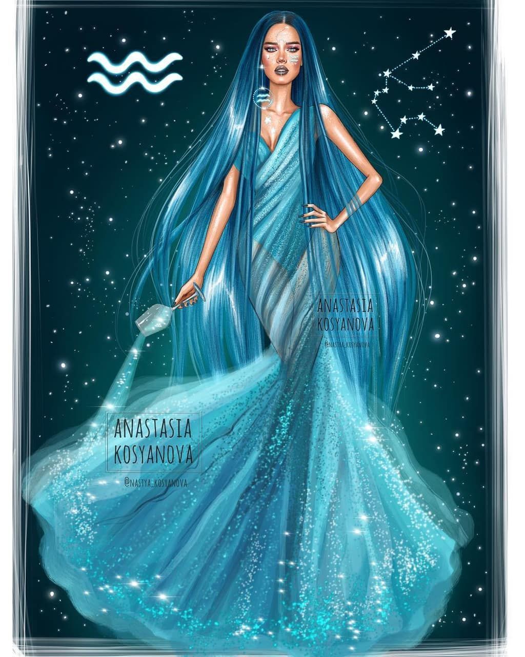 Image discovered by Джавгарат. Find image and videos about art, stars and aquarius app to g. Aquarius art, Zodiac signs aquarius, Zodiac art