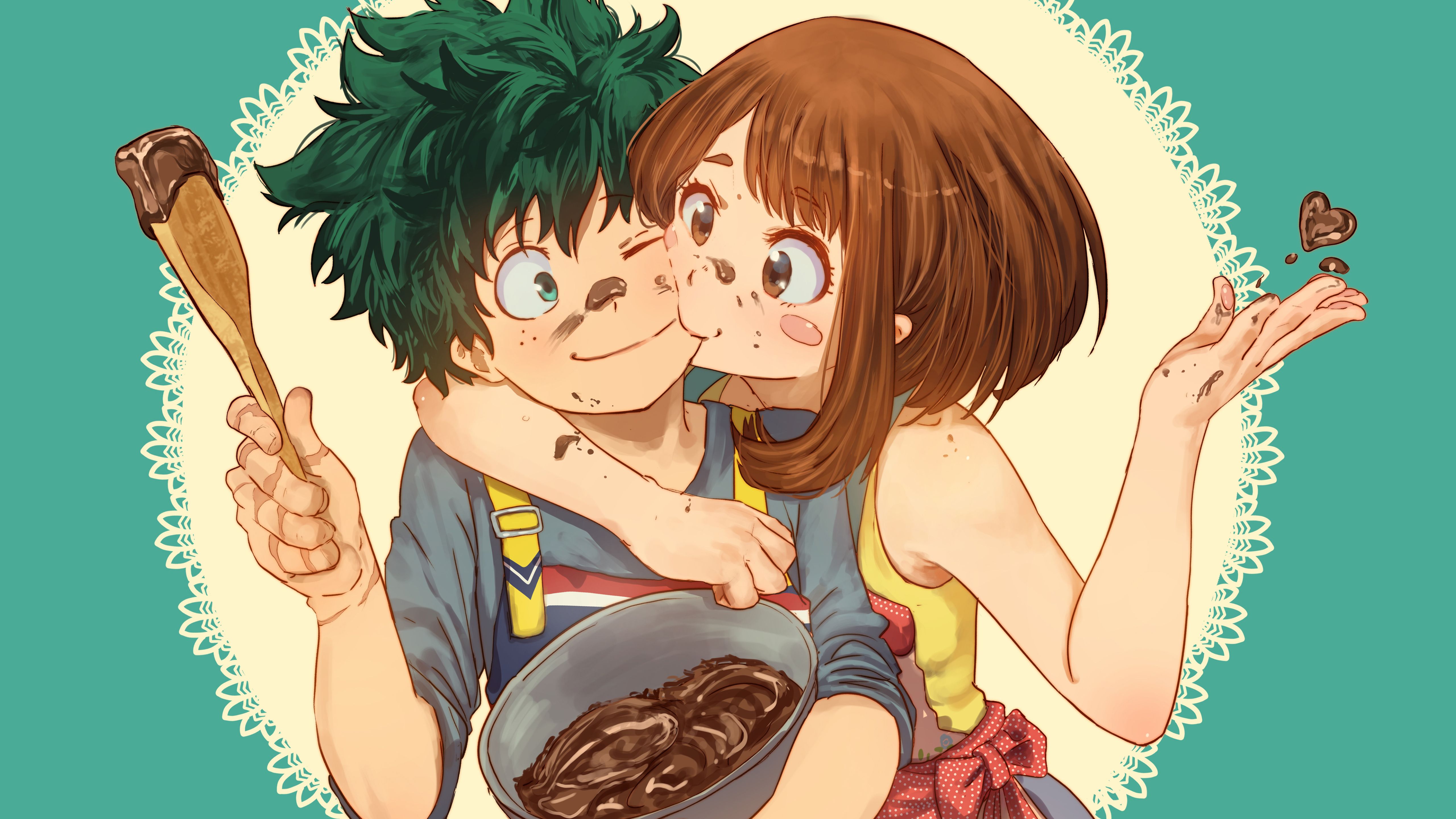 My Hero Academia Ochaco Uraraka Kissing 4K 5K HD Wallpaper