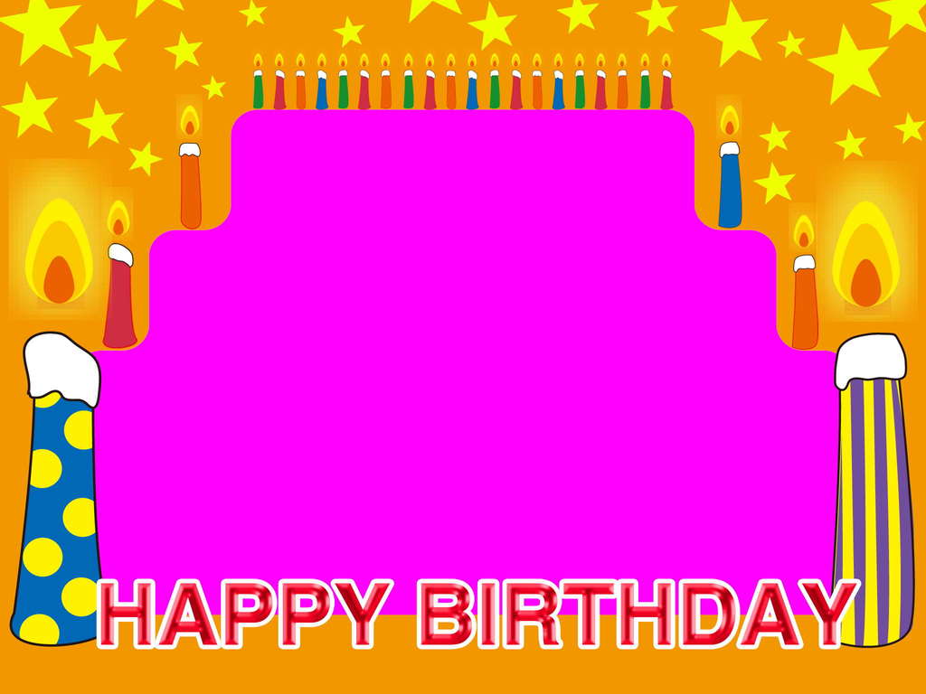 Happy Birthday Frame, Candles, Stars Background For PowerPoint PPT