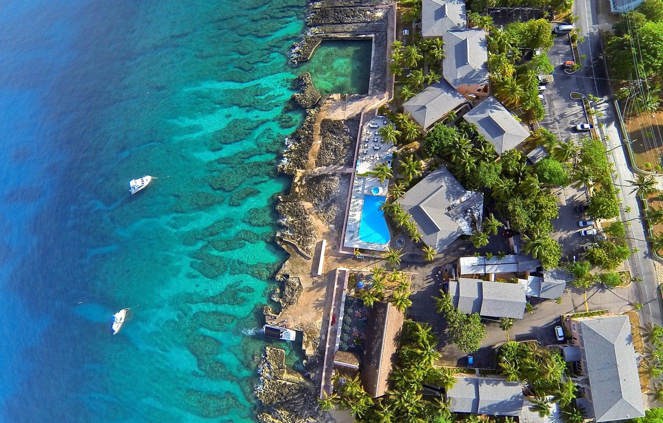 Wallpaper ocean, resort, view from height of bird's flight, Grand Cayman islands image for desktop, section пейзажи
