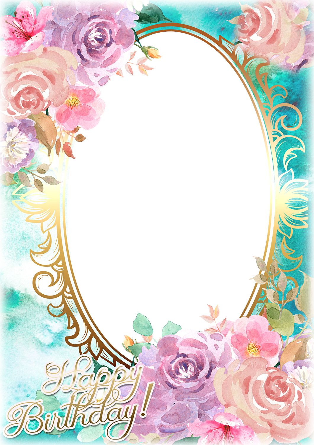 Watercolor Based Birthday Greeting Card Photo Frame Design