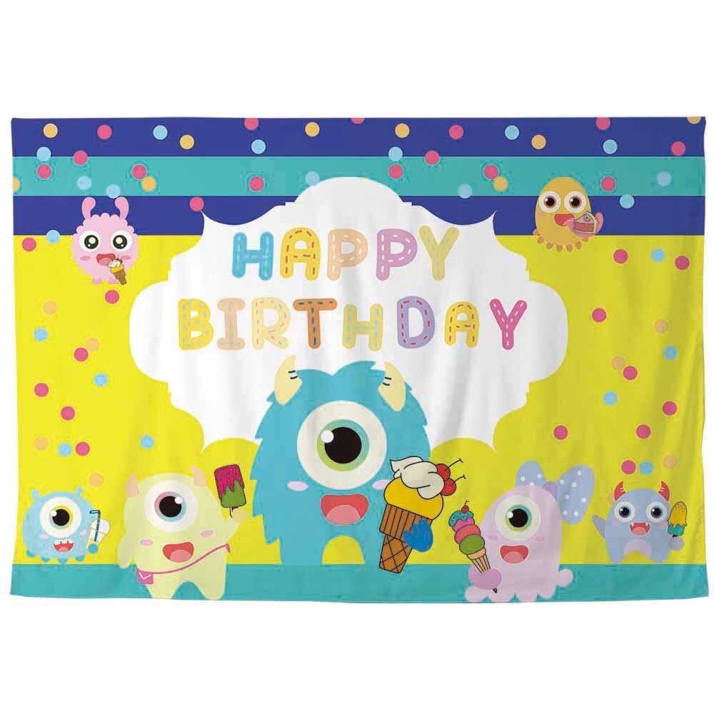 Allenjoy cartoon colorful dots child birthday party frame Ice cream baby celebration photography backdrops photophone wallpaper. Background