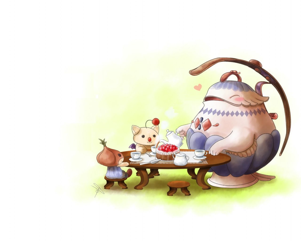 Download wallpaper art, the tea party, treat, guests, Teapo of Mana by ClaraKerber, section other in resolution 1280x1024
