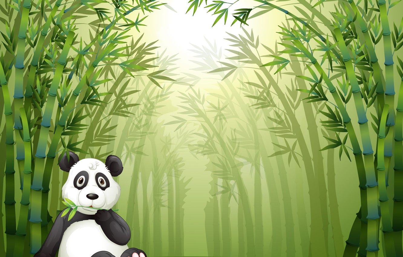 Wallpaper sprig, stay, bamboo forest, little Panda image for desktop, section рендеринг