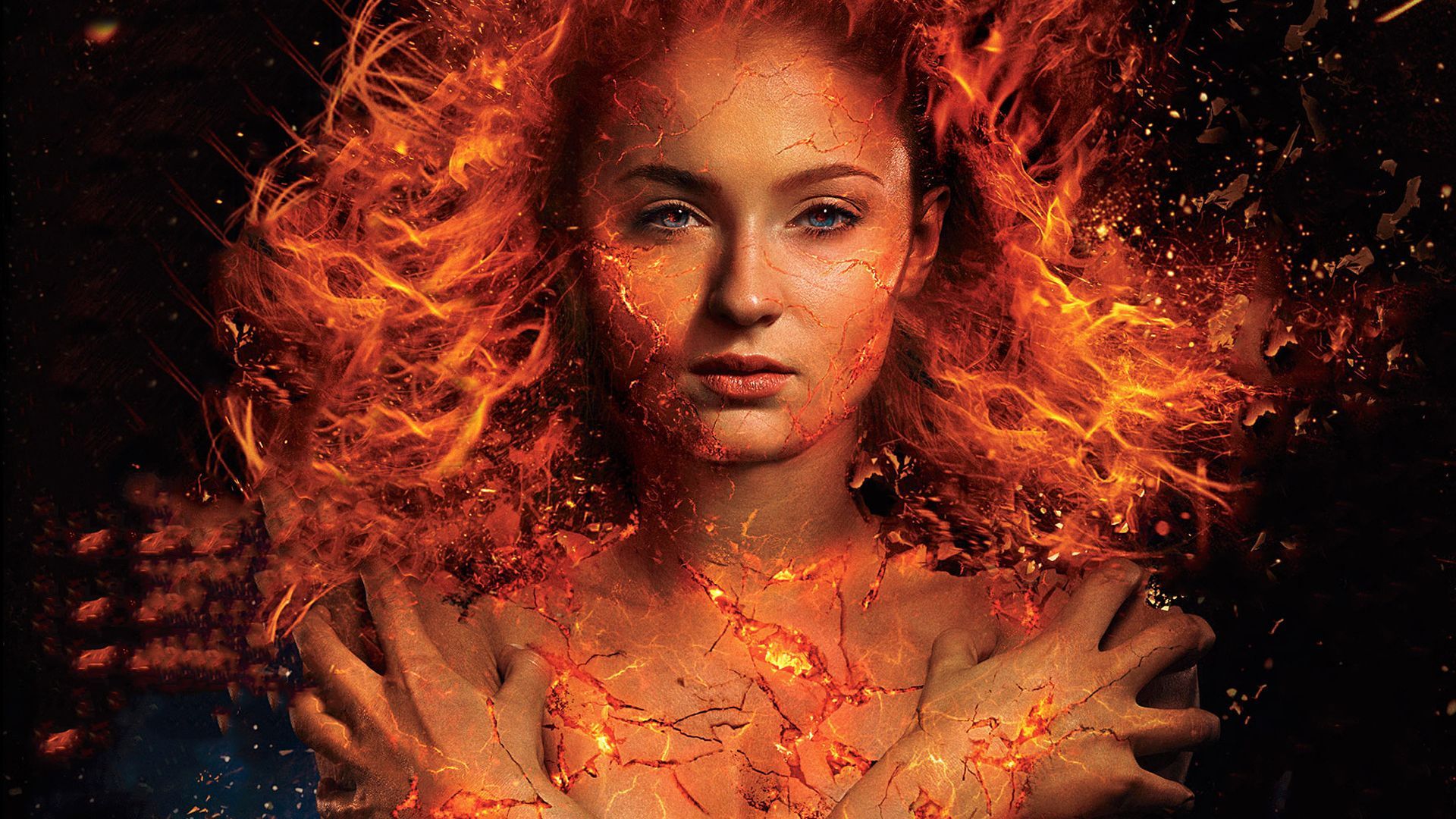 Desktop Wallpaper Sophie Turner, Fire, X Men: Dark Phoenix, 2018 Movie, HD Image, Picture, Background, D3Dbfc