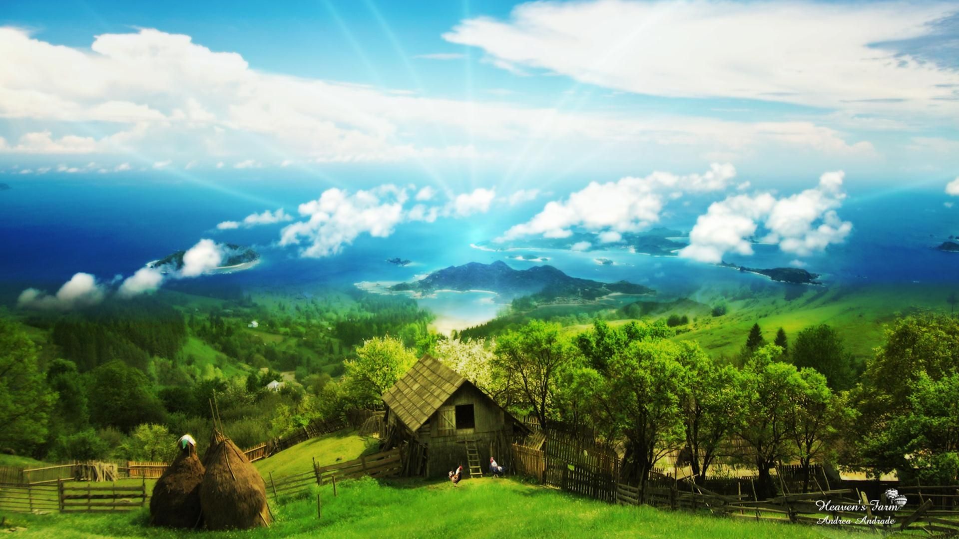 Dreamy Village House Wallpaper