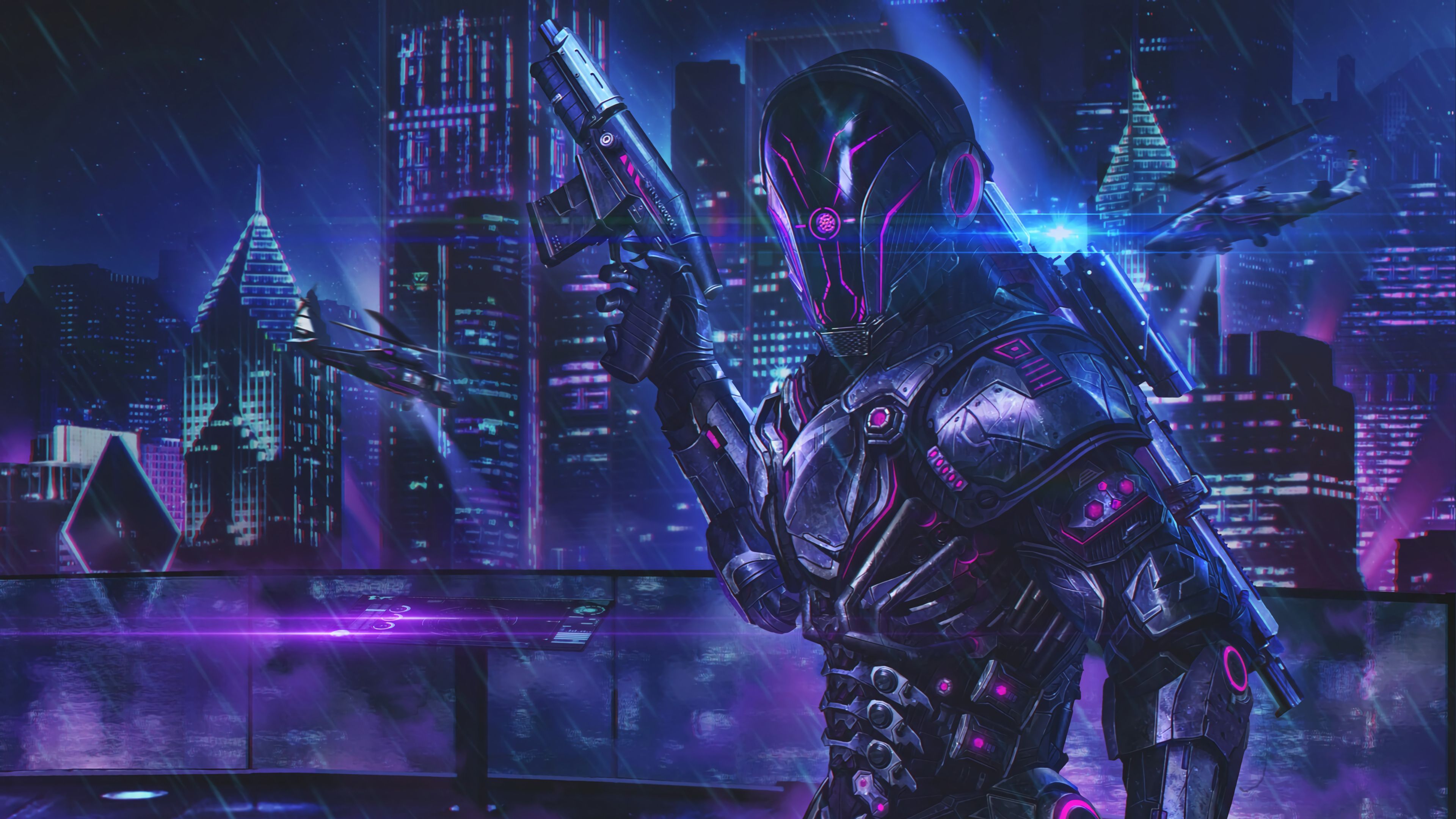 Sci Fi, Soldiers, Cyberpunk, City, 4K Wallpaper. Mocah HD Wallpaper