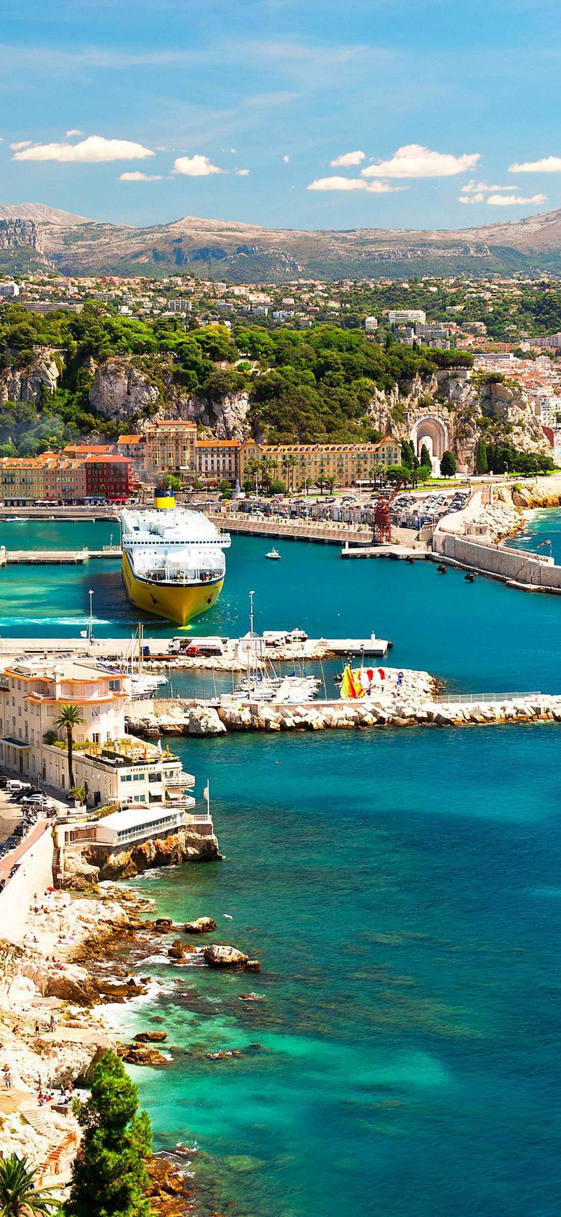 iPhone Wallpaper Nice city of the shore of the cote dazur mediterranean sea france ultra HD w.. France wallpaper, Mediterranean aesthetic, Mediterranean wallpaper