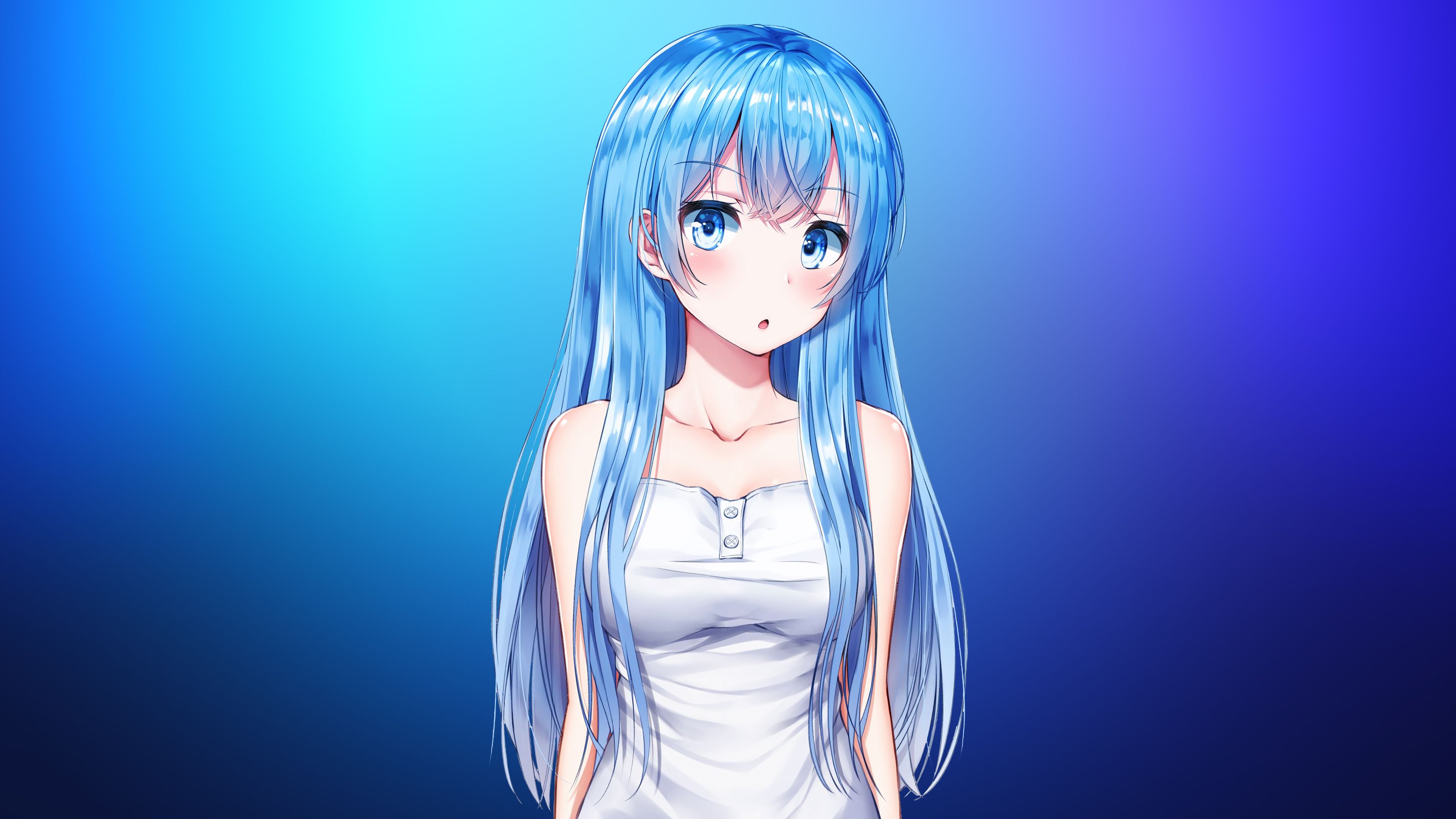 Download 3840x2160 blue hair, anime girl, cute, original 4k wallpaper, uhd wallpaper, 16:9 widescreen wallpaper, 3840x2160 HD image, background, 4863