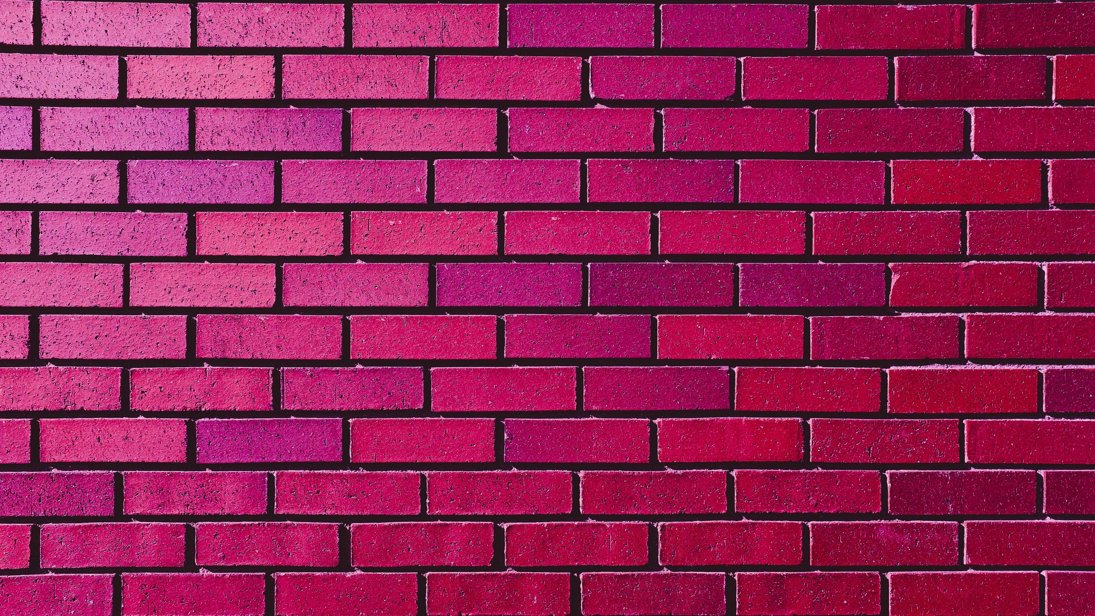 Brick wall 4K Wallpaper, Magenta, Red, Bricks, Bright, Gradients, 5K, Photography
