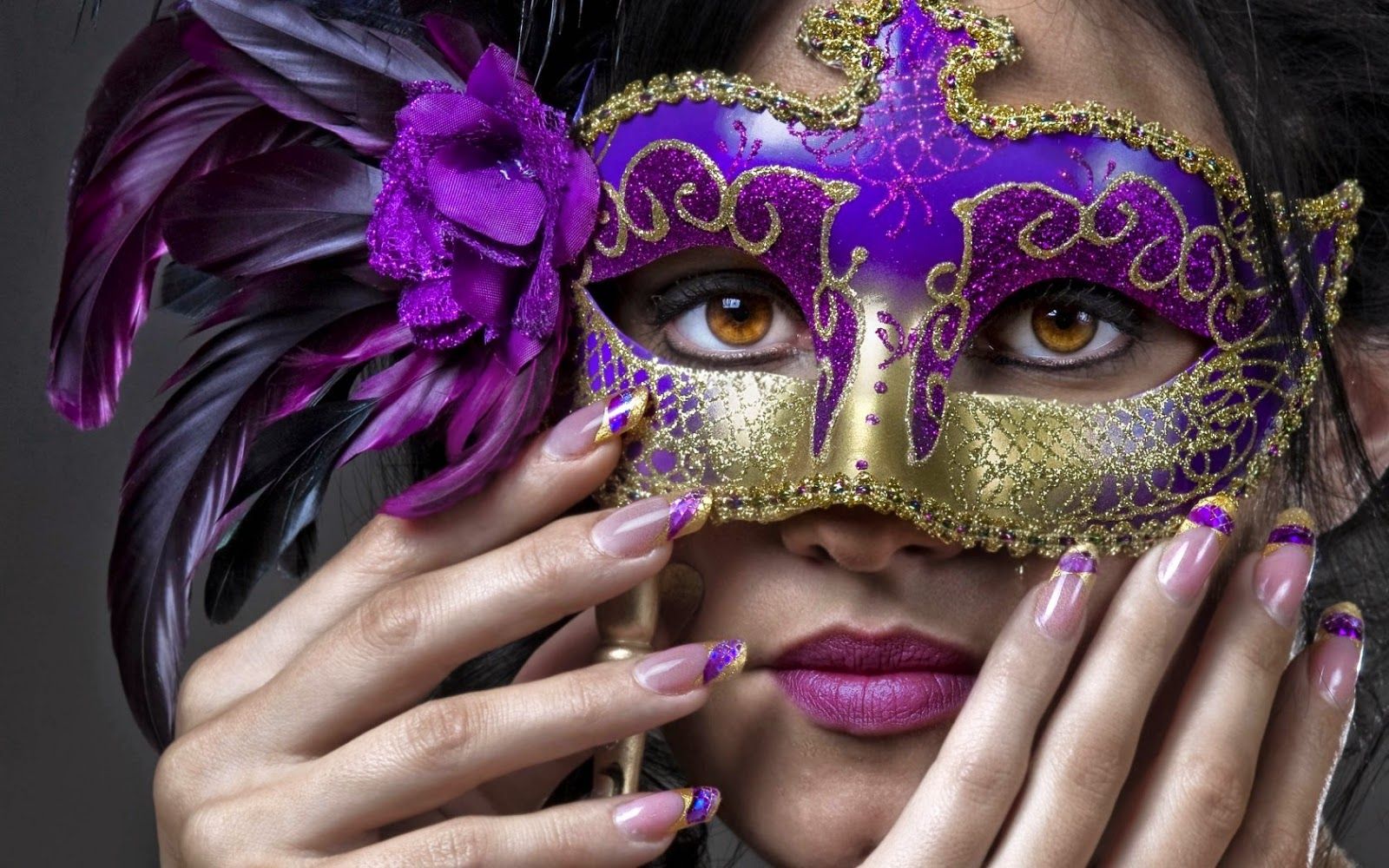 HD Wallpaper. Epic Desktop Background: Brunette Girl Venetian Mask Amazing Beauty