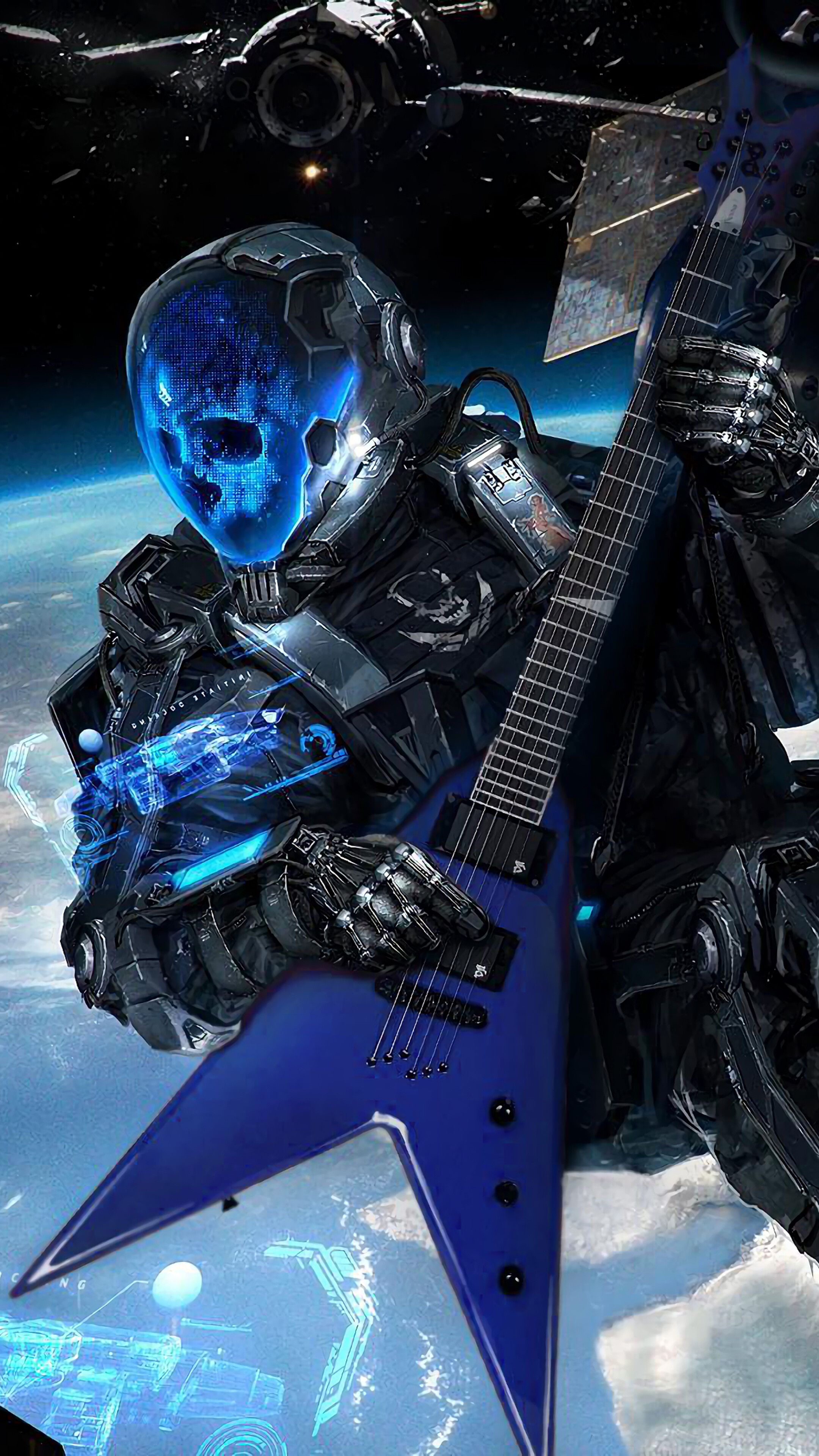 Sci Fi, Skull, Astronaut, Electric Guitar, 4K Phone HD Wallpaper, Image, Background, Photo And Picture. Mocah HD Wallpaper