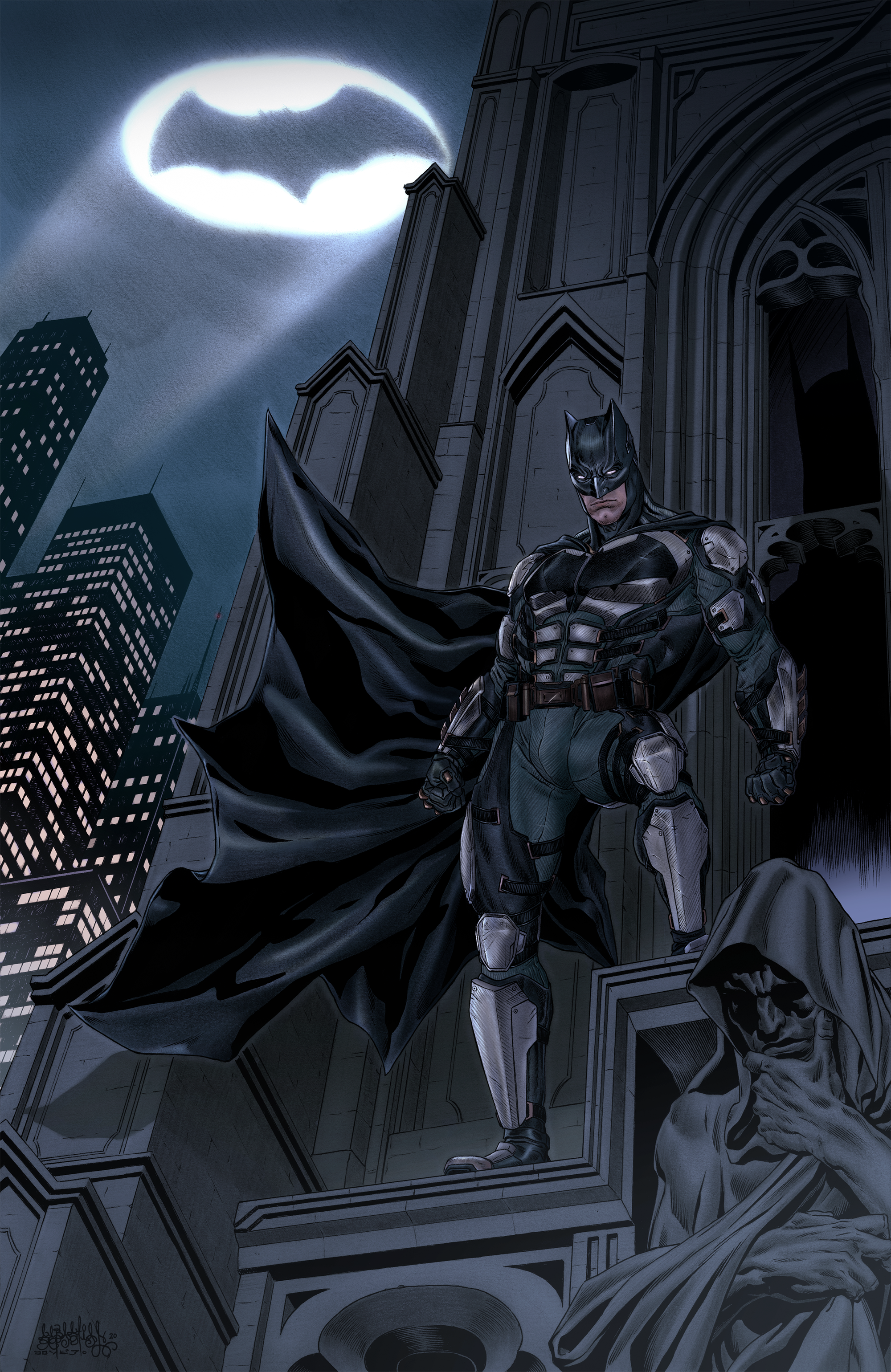 Wallpaper, Justice League Ben Affleck, Batman Returns, The Dark Knight, artwork, Gotham City, gargoyles 2000x3081
