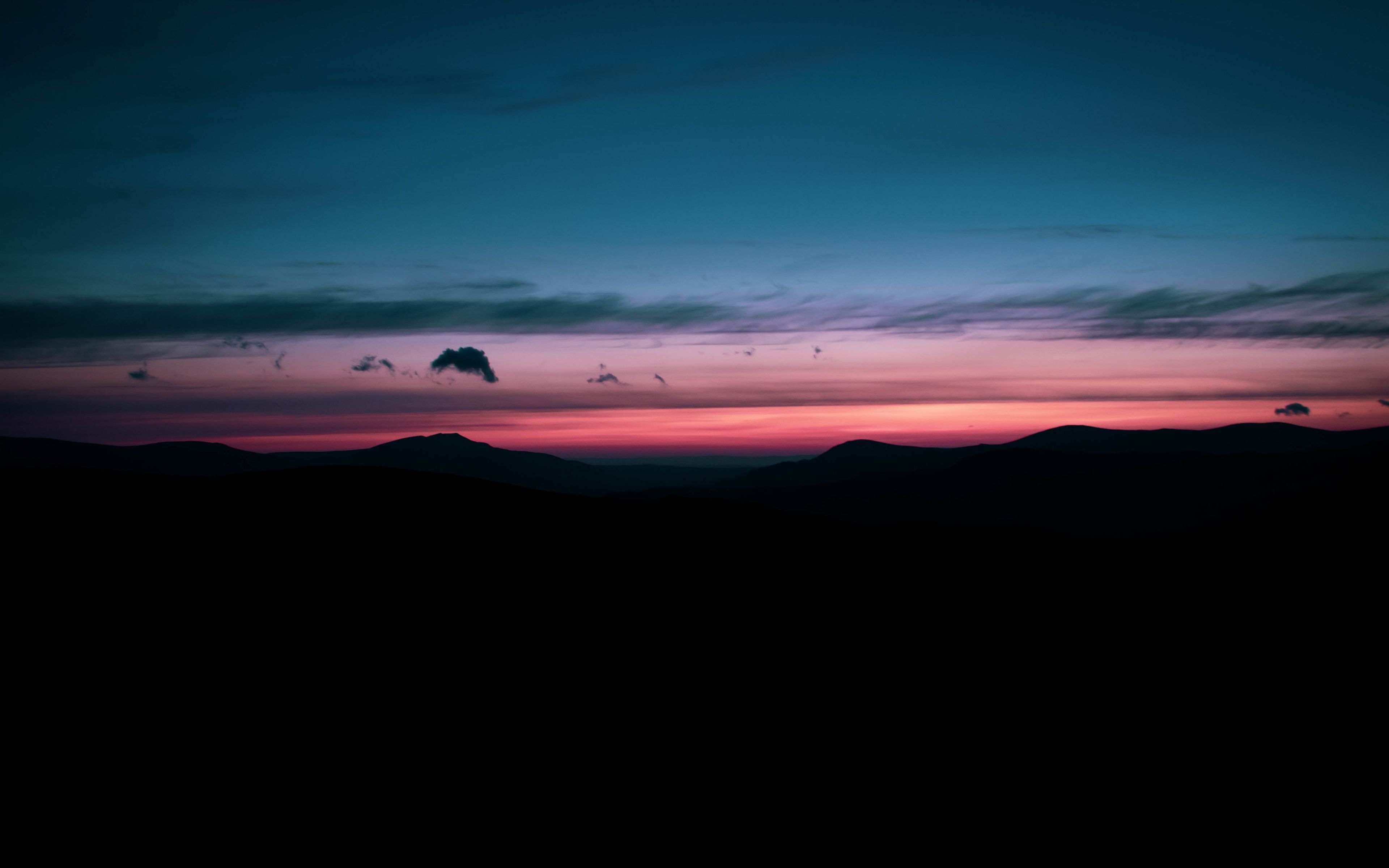 Download Sunset, dark, hills, silhouette, nature wallpaper, 3840x 4K Ultra HD 16: Widescreen
